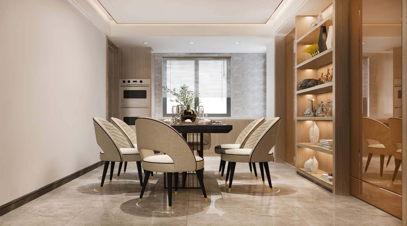 Un mueble de comedor moderno y elegante