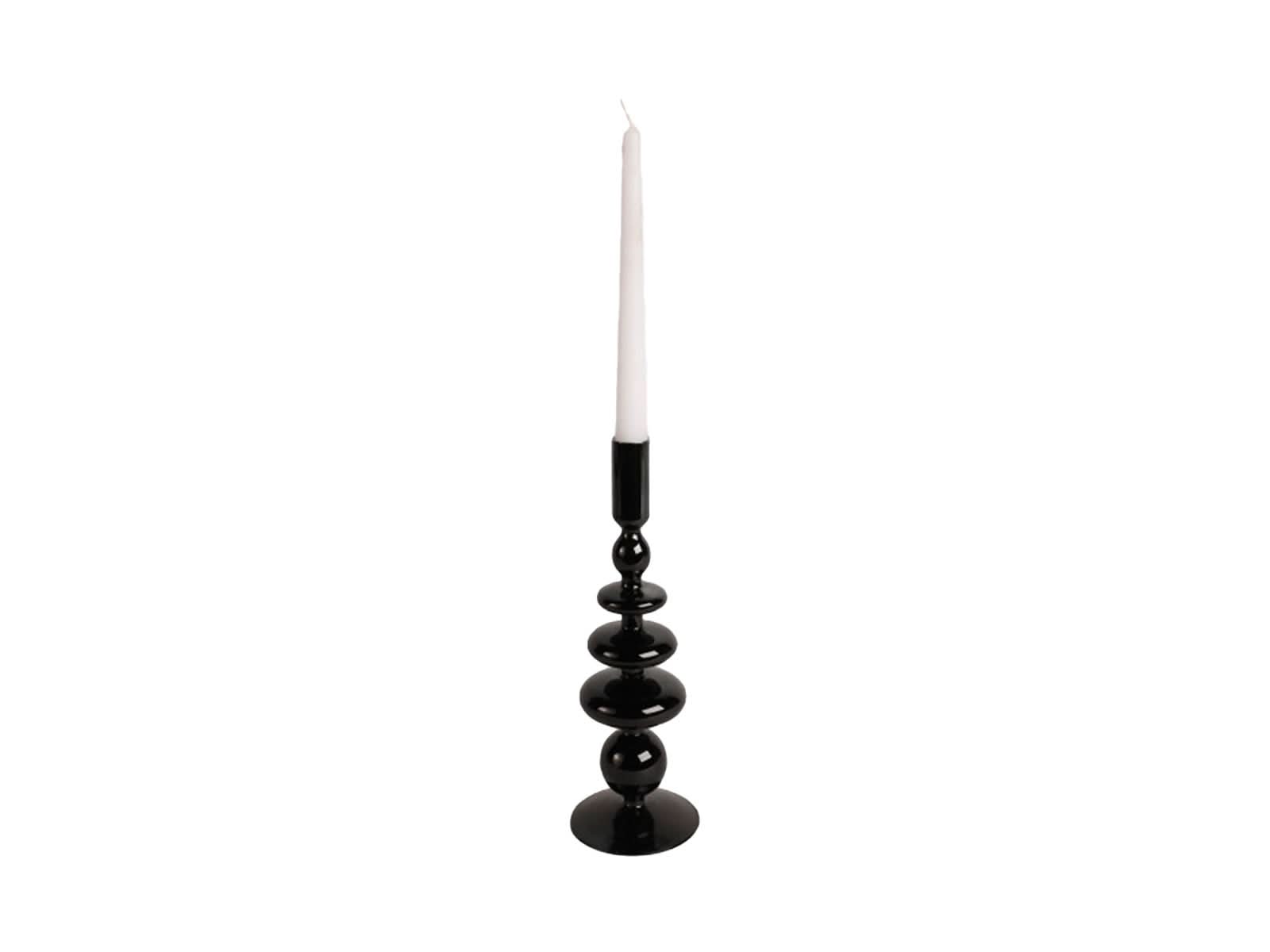 Candelabro Vidrio Negro 28x10cm