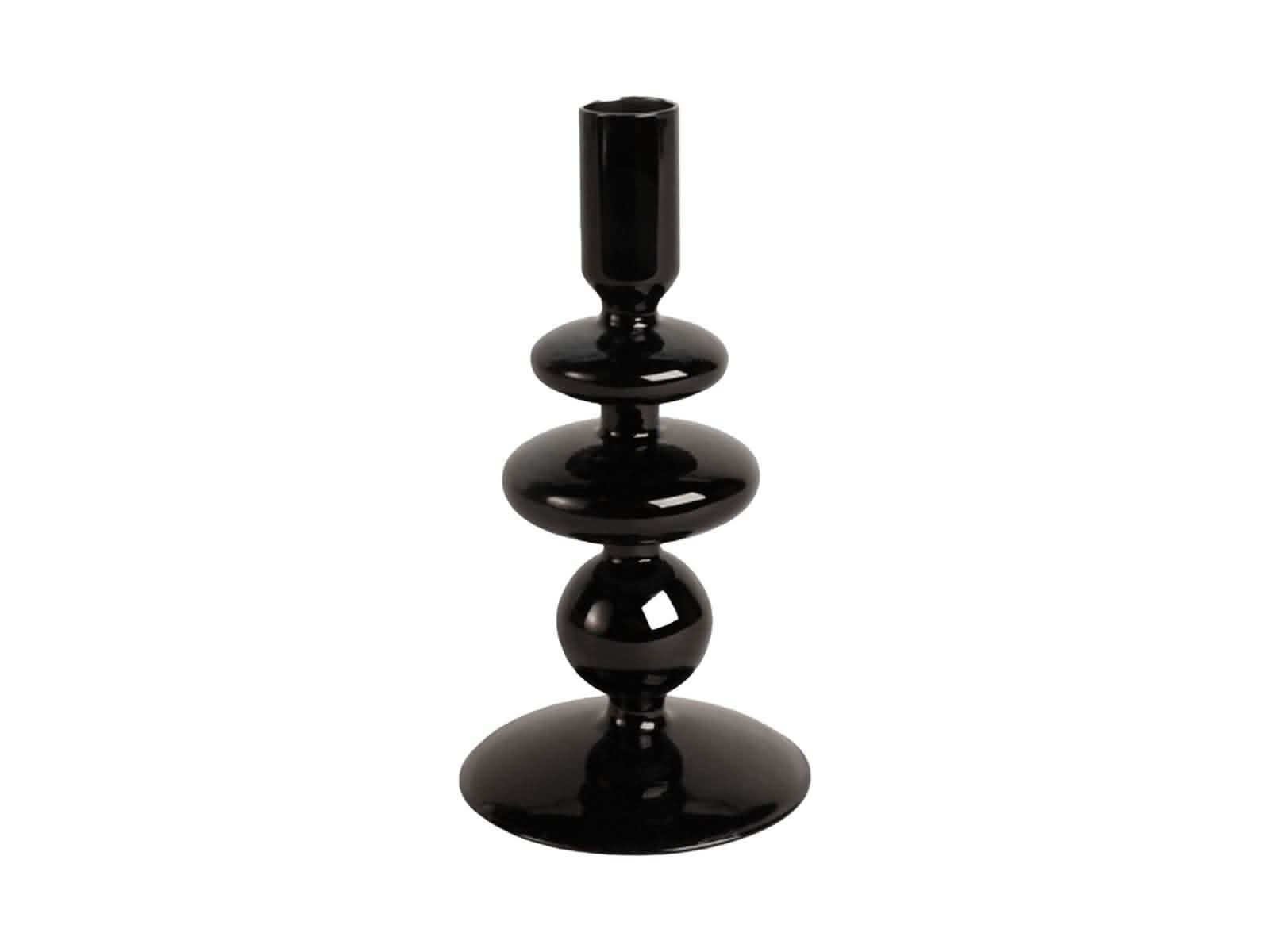 Candelabro Vidrio Negro 18x8cm