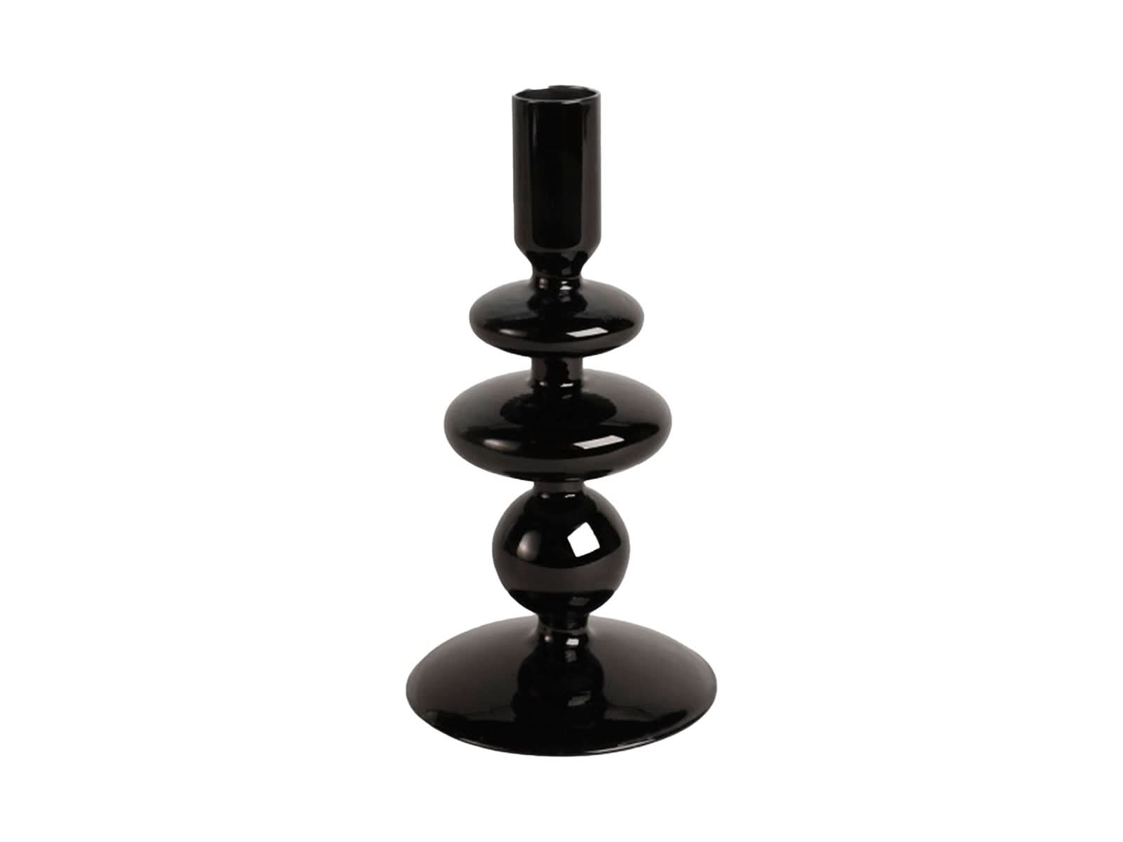 Candelabro Vidrio Negro 18x8cm