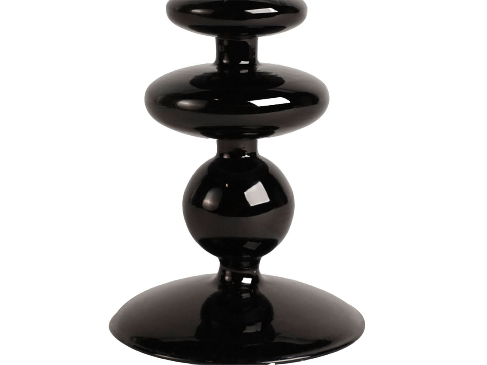 Candelabro Vidrio Negro 18x8cm