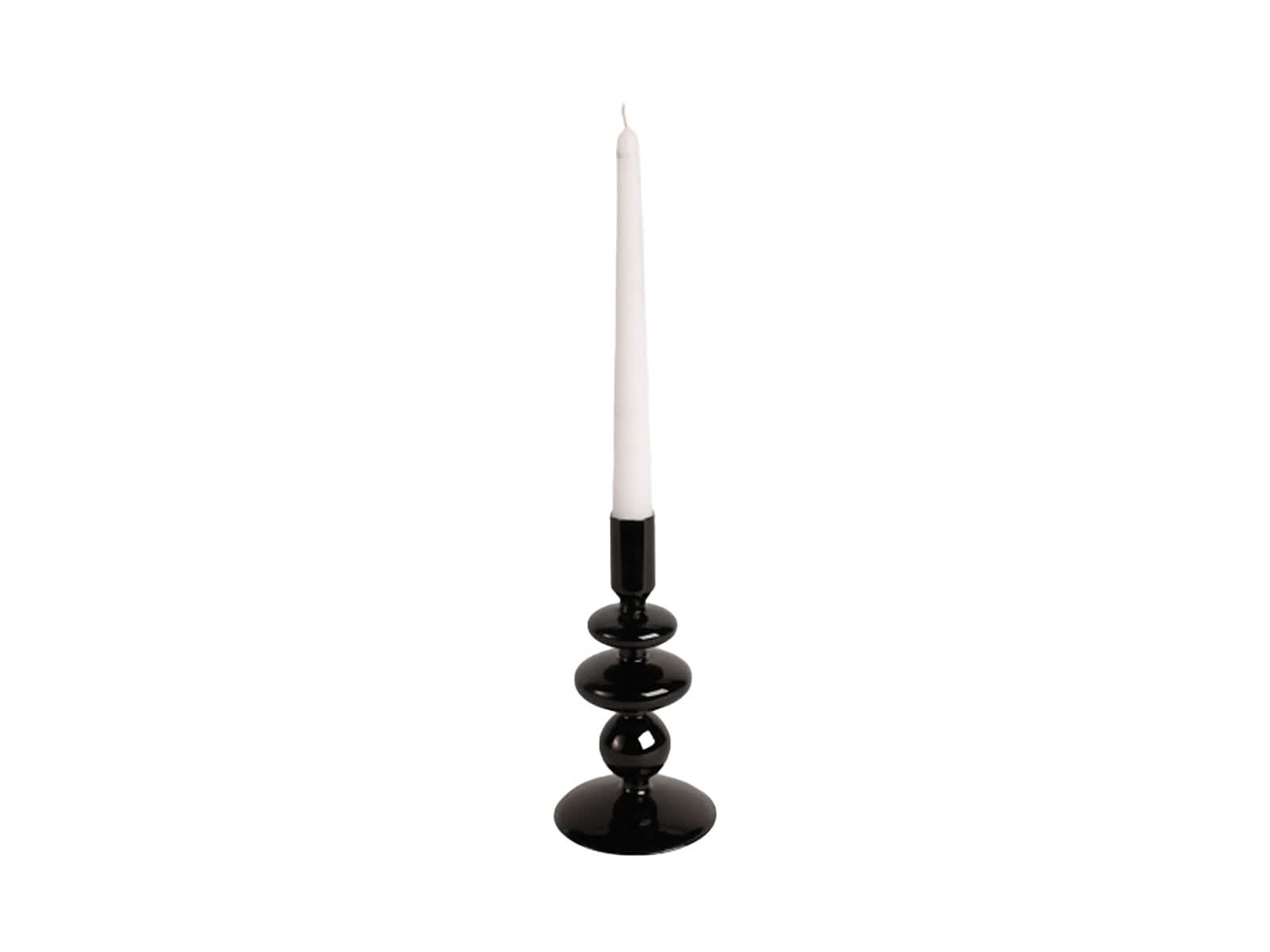 Candelabro Vidrio Negro 18x8cm