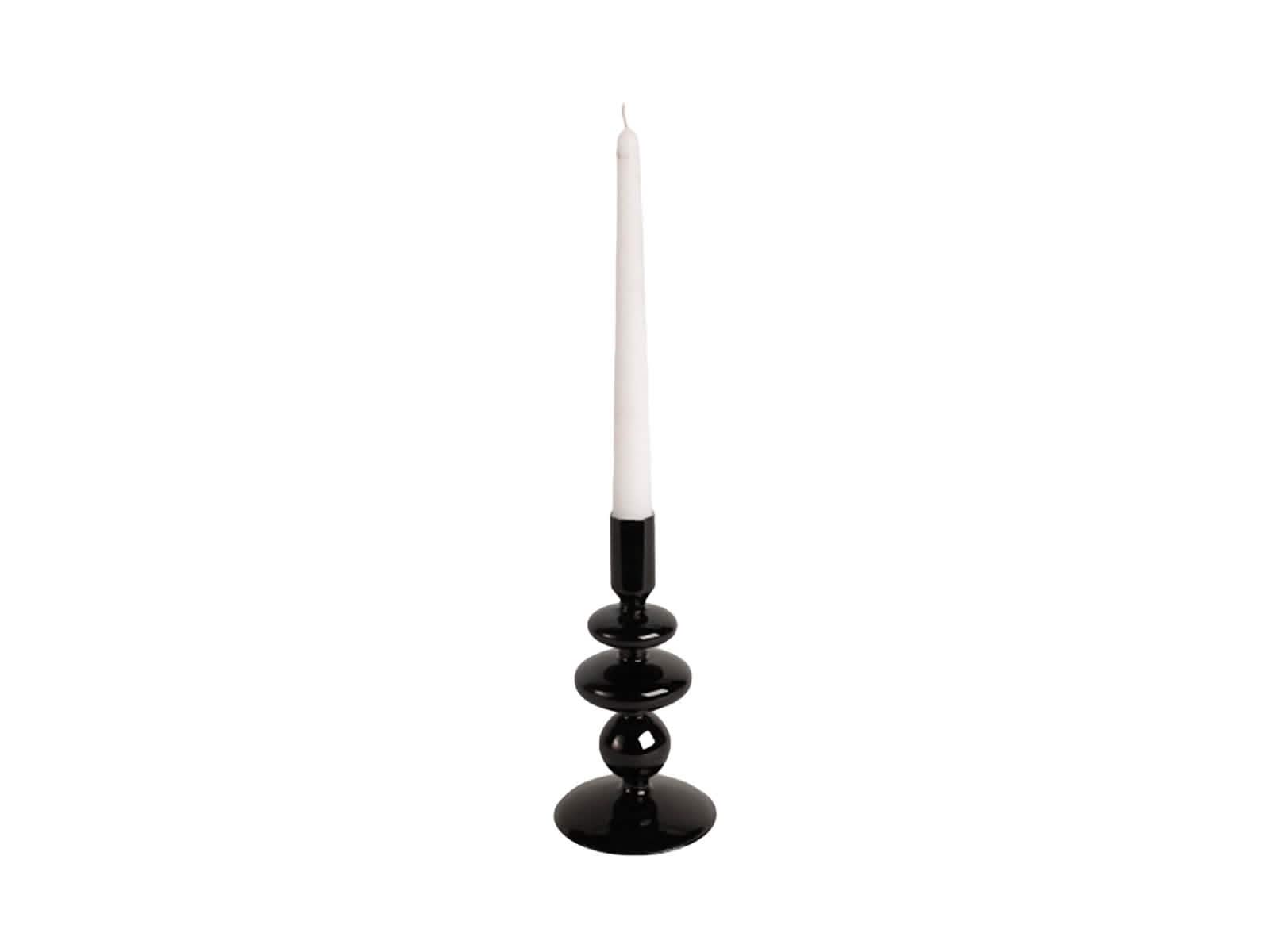 Candelabro Vidrio Negro 18x8cm