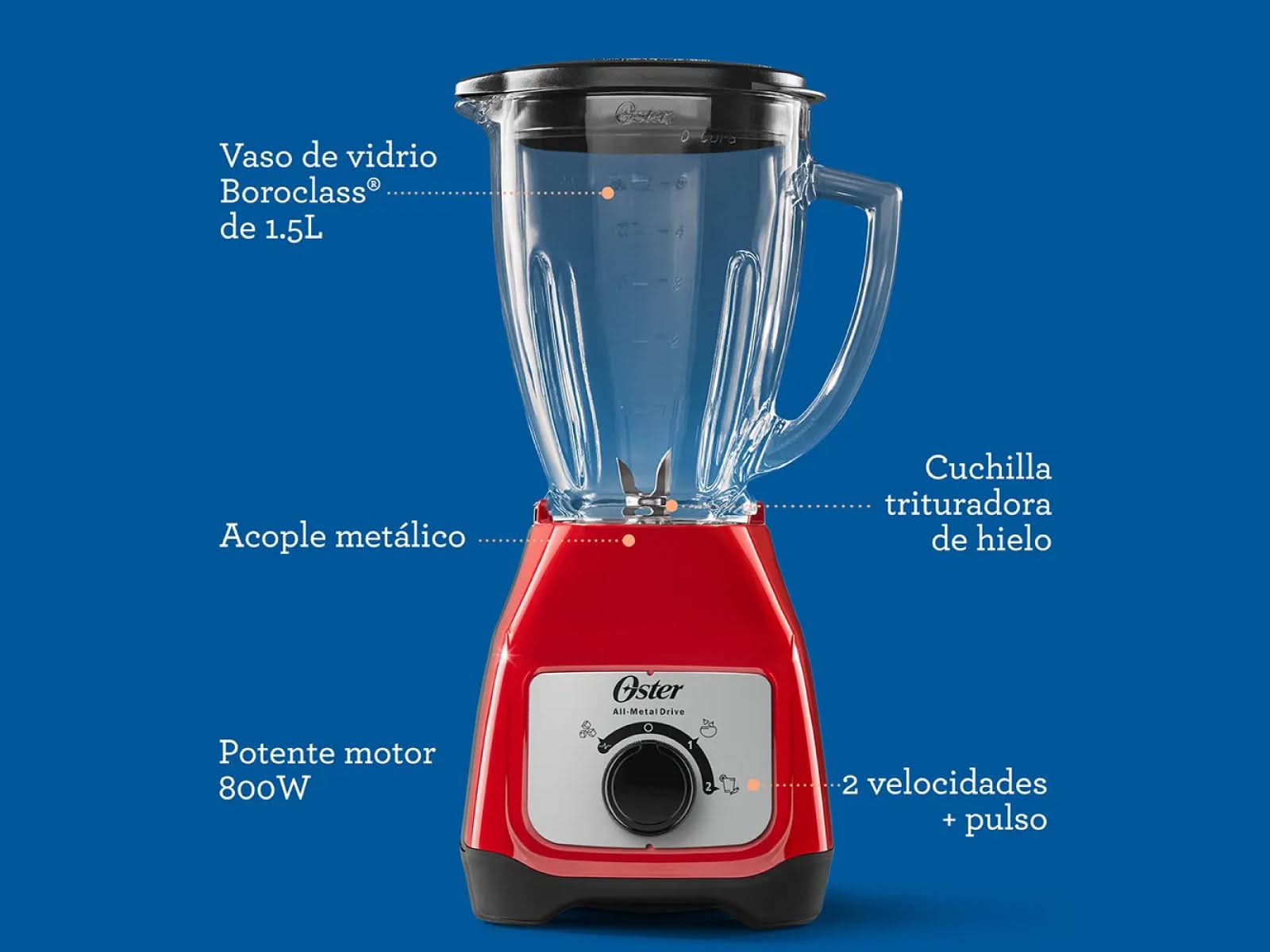 Licuadora Oster C/Rojo