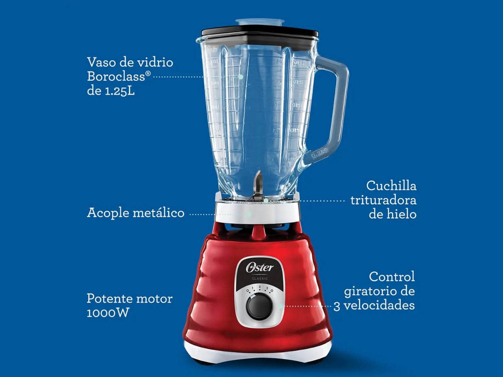 Licuadora Clasica Oster C/Rojo