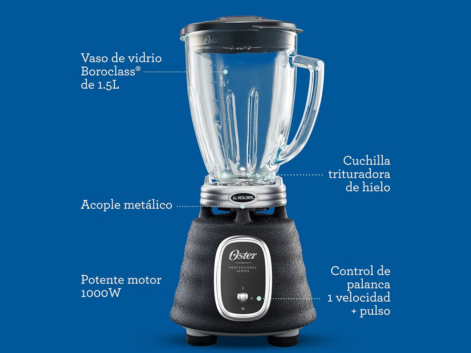 Licuadora Clásica C/Negra Oster Serie Profesional