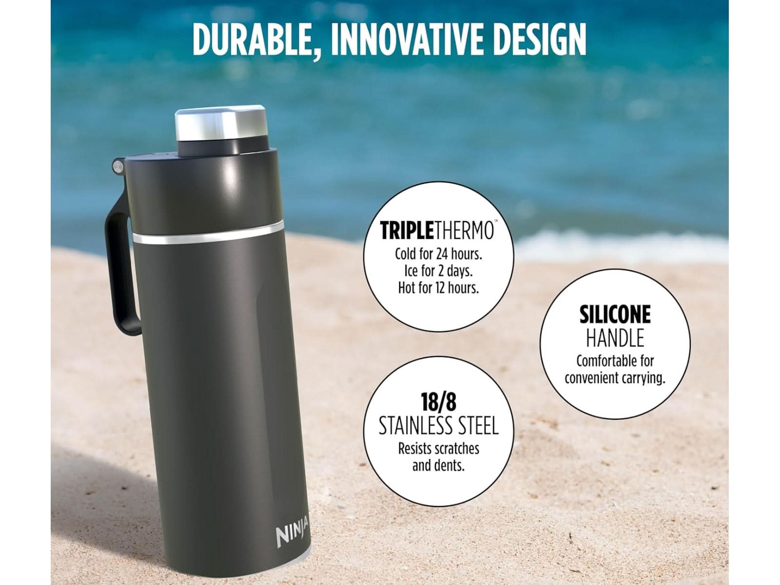 Botella de Agua 532 ml Ninja Negro