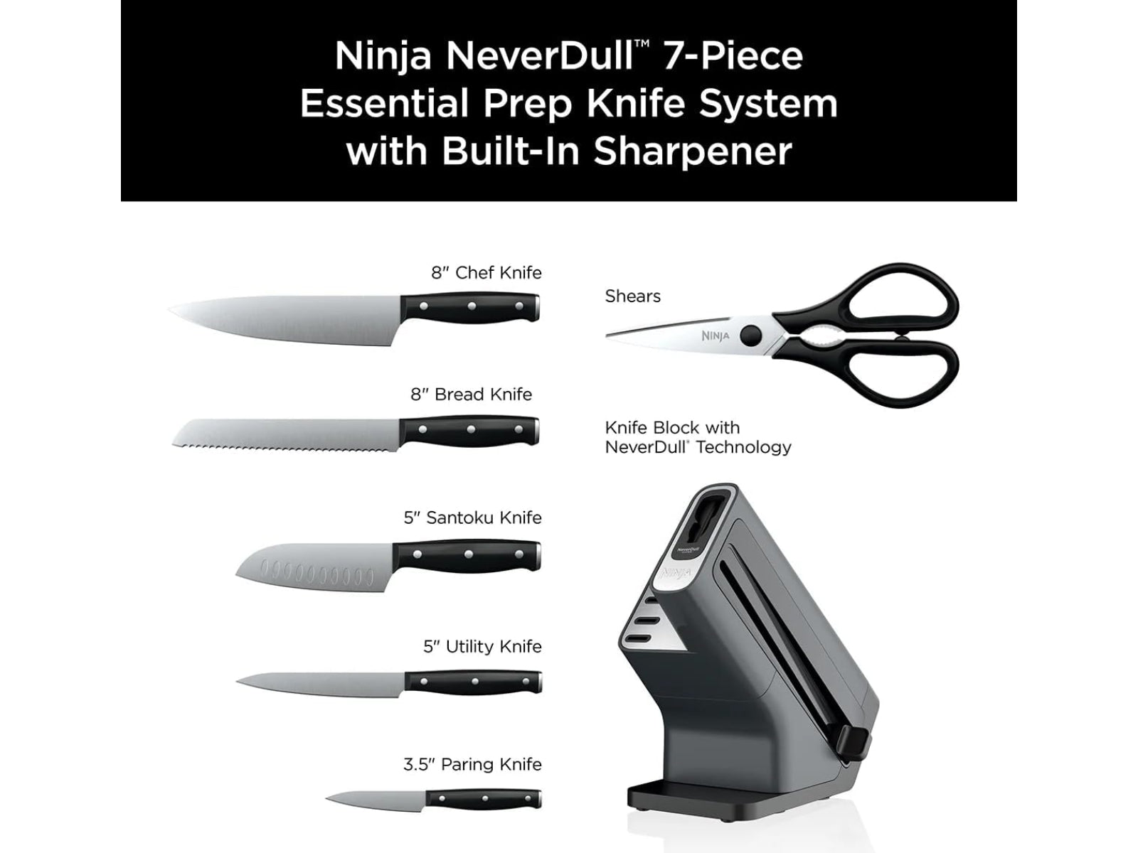 Set de Cuchillos NeverdullTM 7 Piezas Ninja