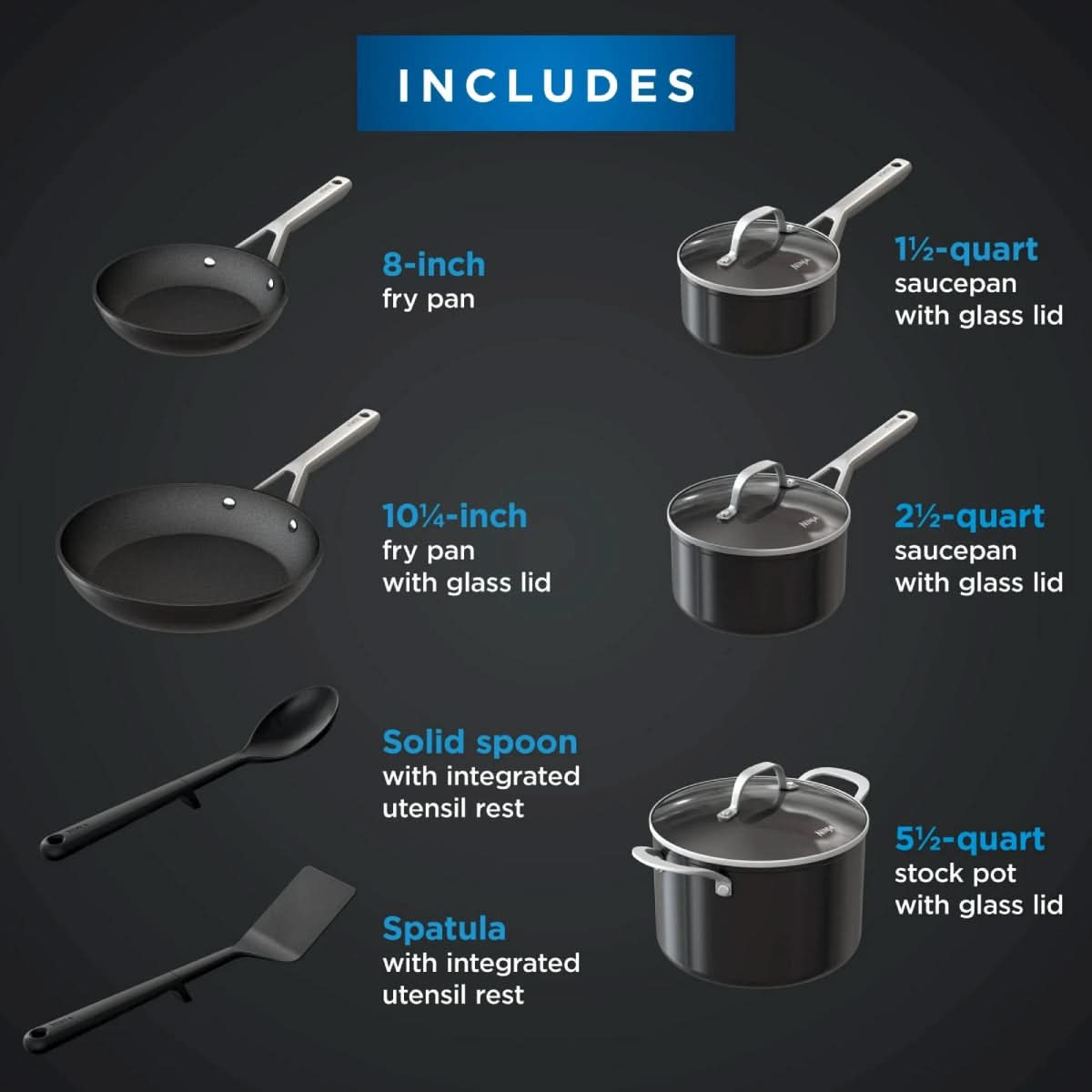 Ninja NeverStick Essential Juego de Ollas Ninja 10p