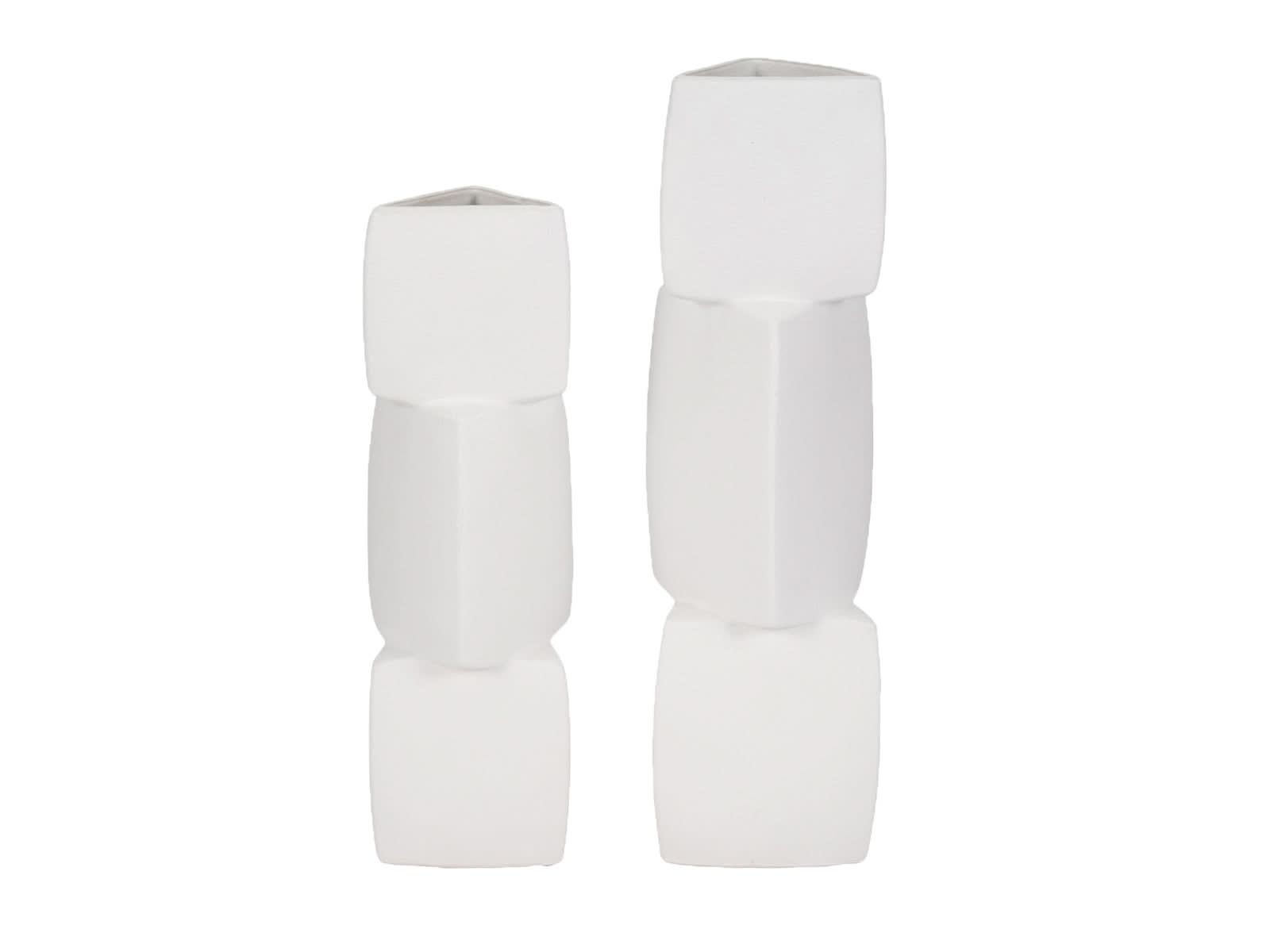 Florero Stacked Ceramica 43Cm Blanco