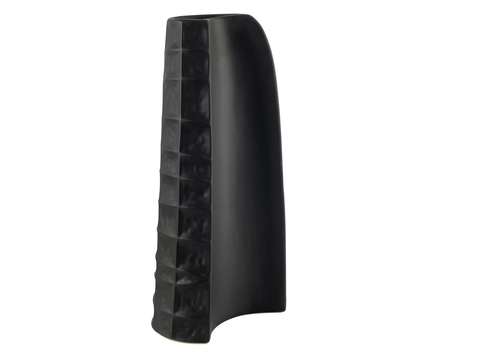 Florero Ceramica Cuadriculado Negro