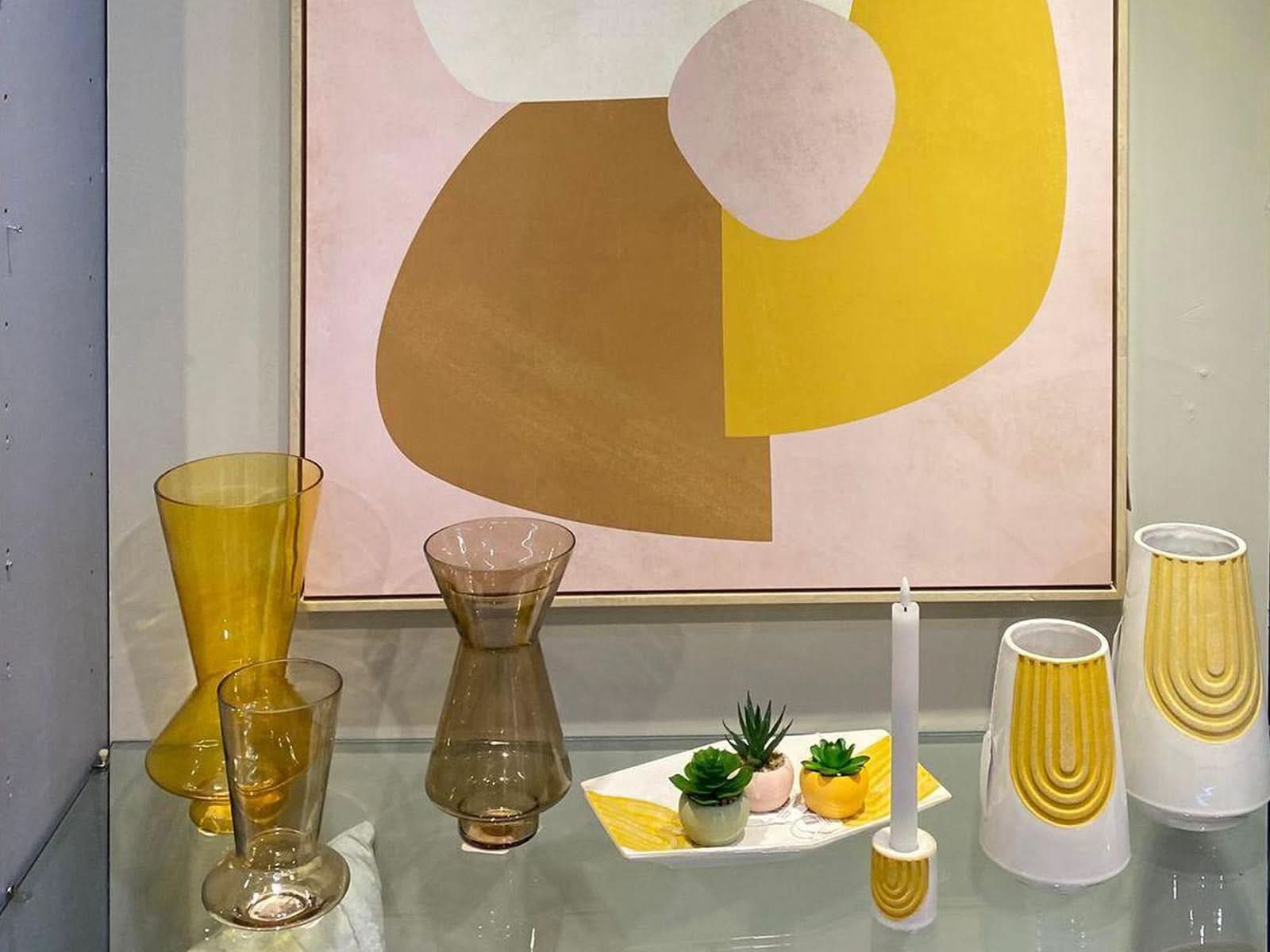 Florero Vidrio Amarillo