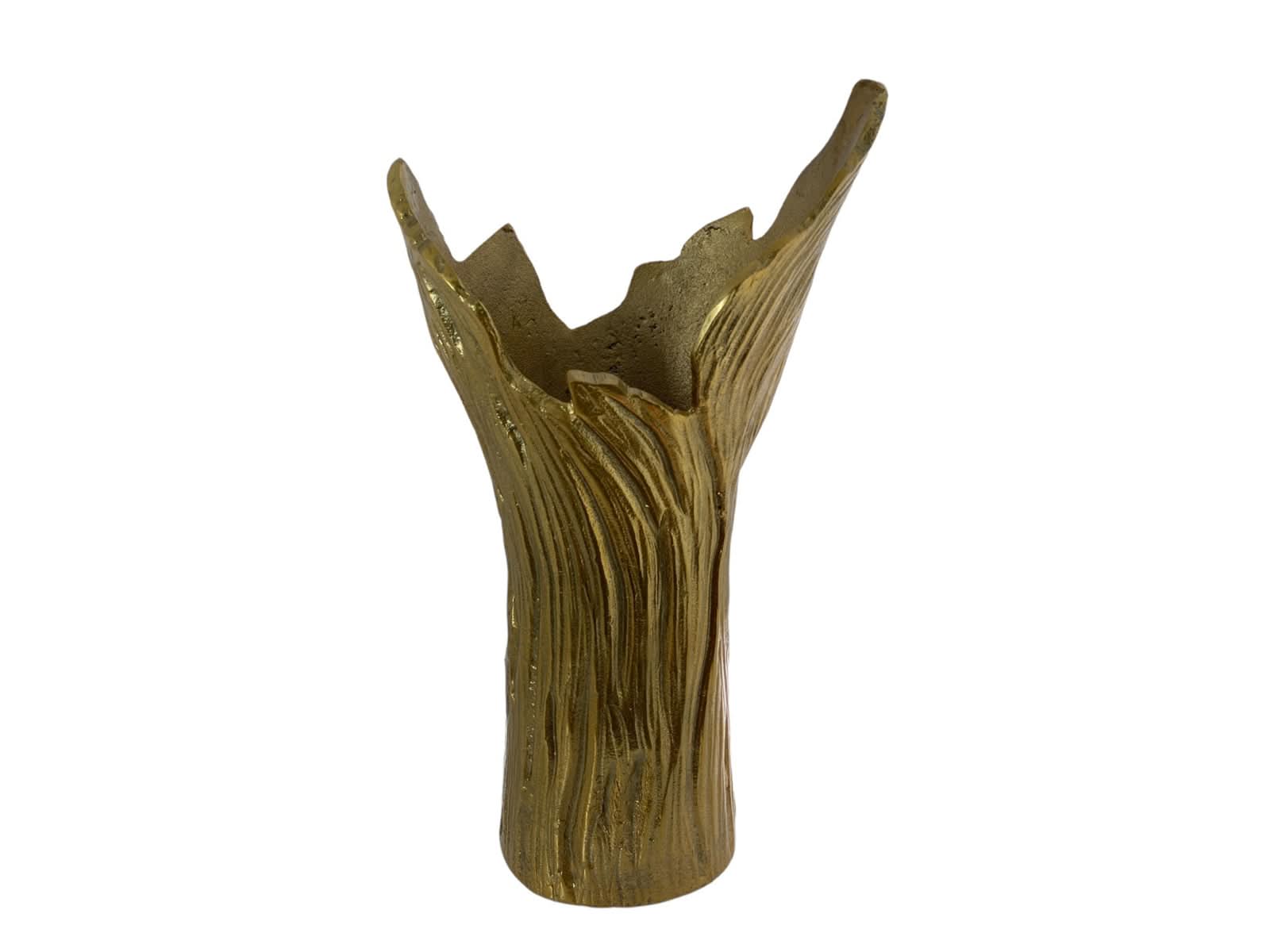 Florero Aluminio Tronco Dorado