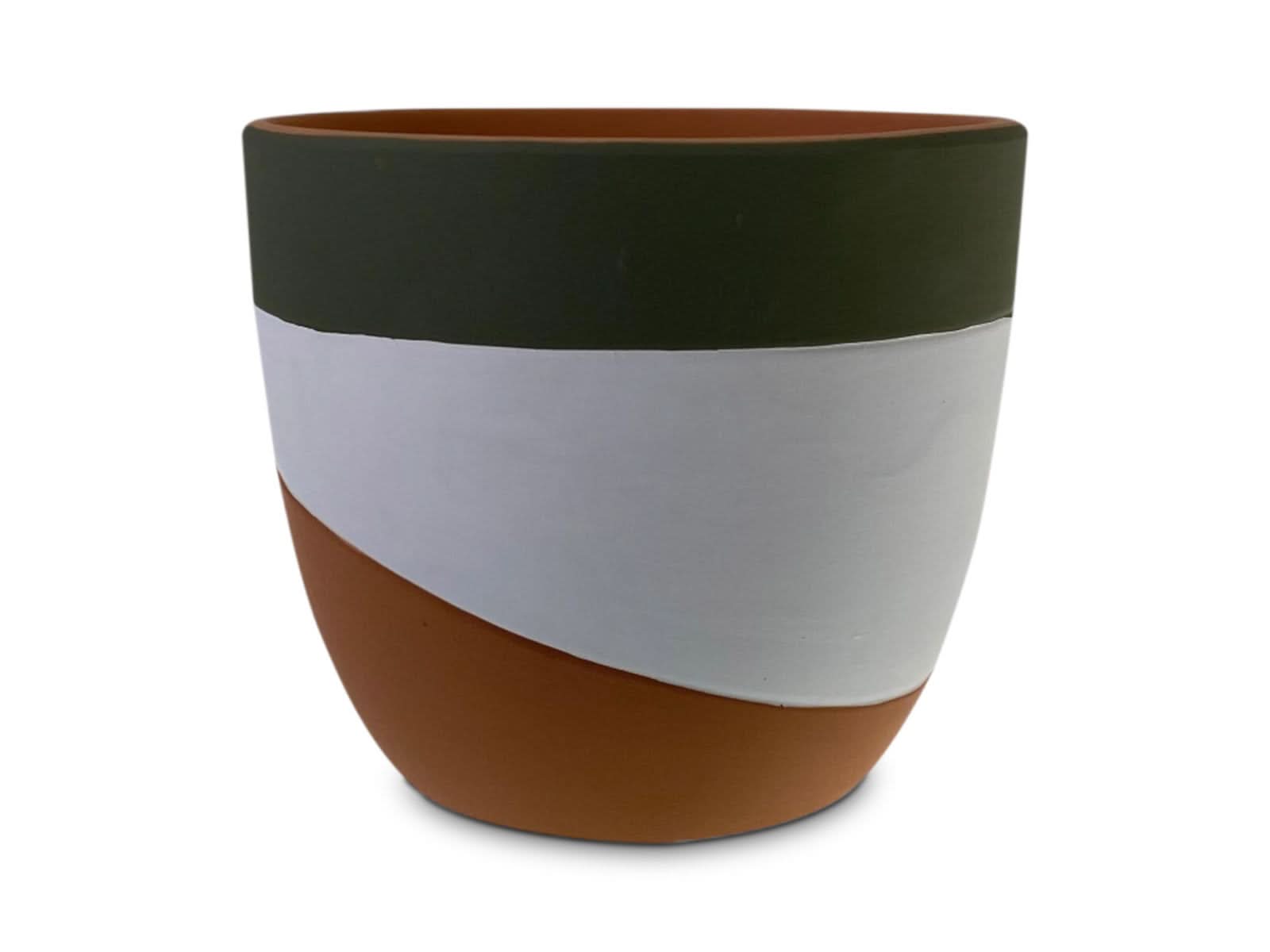 Maceta 17Cm Franjas Blanco