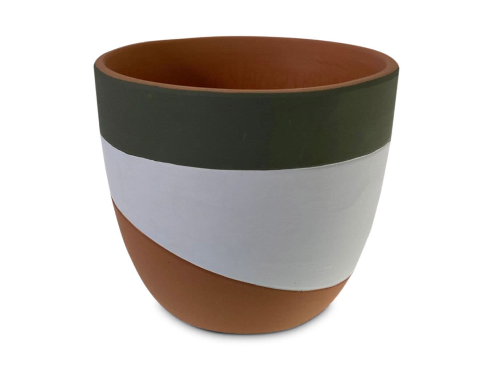 Maceta 17Cm Franjas Blanco