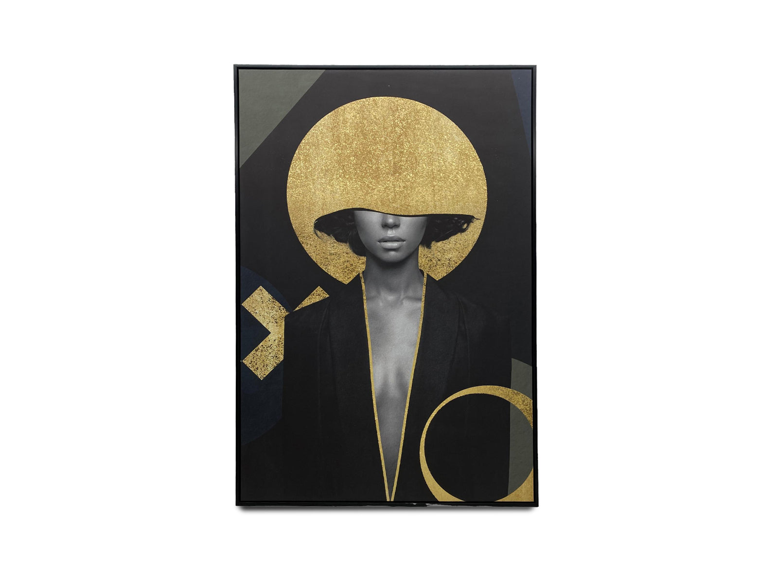 YS-Art Cuadro pintura abstracta hecho a mano Carrete de película Pintado en  acrílico blanco y negro con dorado con una mujer con marco 100x50 cm