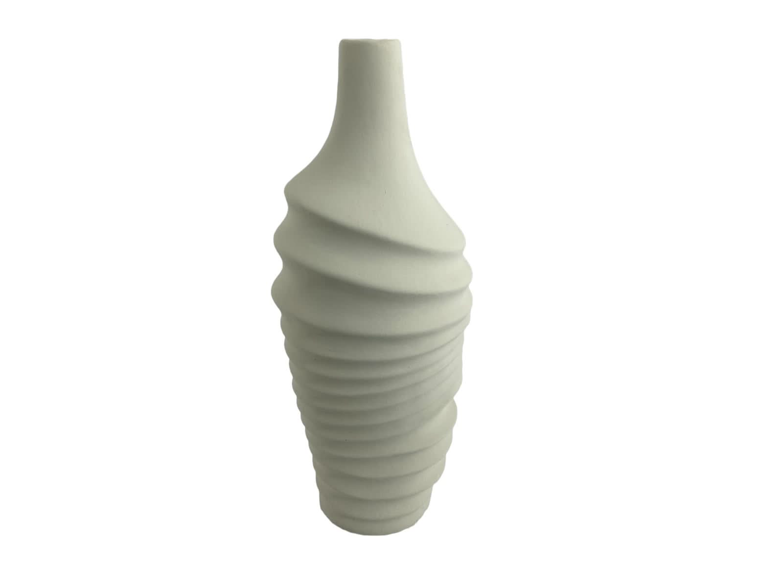 Florero Ceramica Beige Turritella Blanco 42Cm