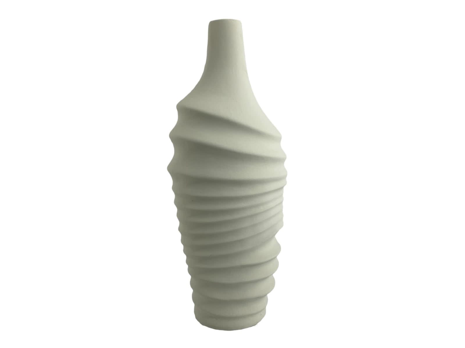 Florero Ceramica Beige Turritella Blanco 42Cm