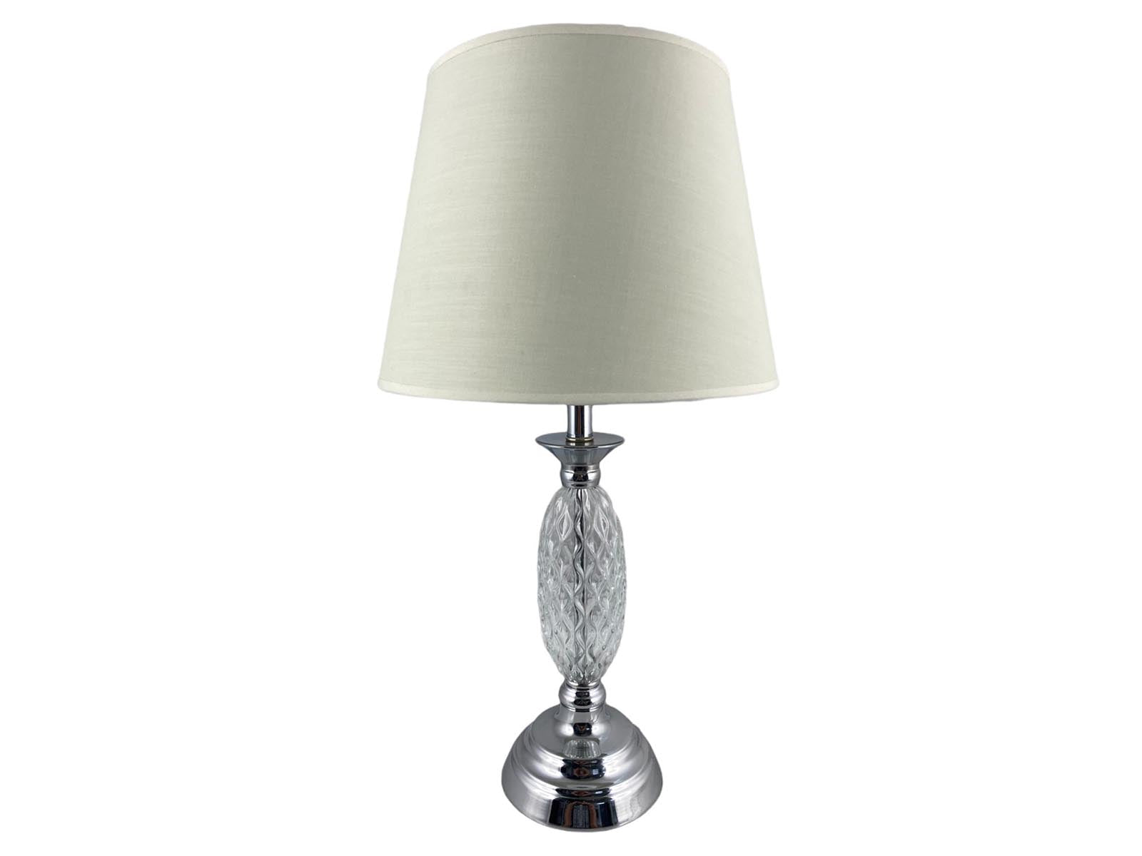 Lampara De Mesa Base Vidrio 50X28 Cm Prestige Plata