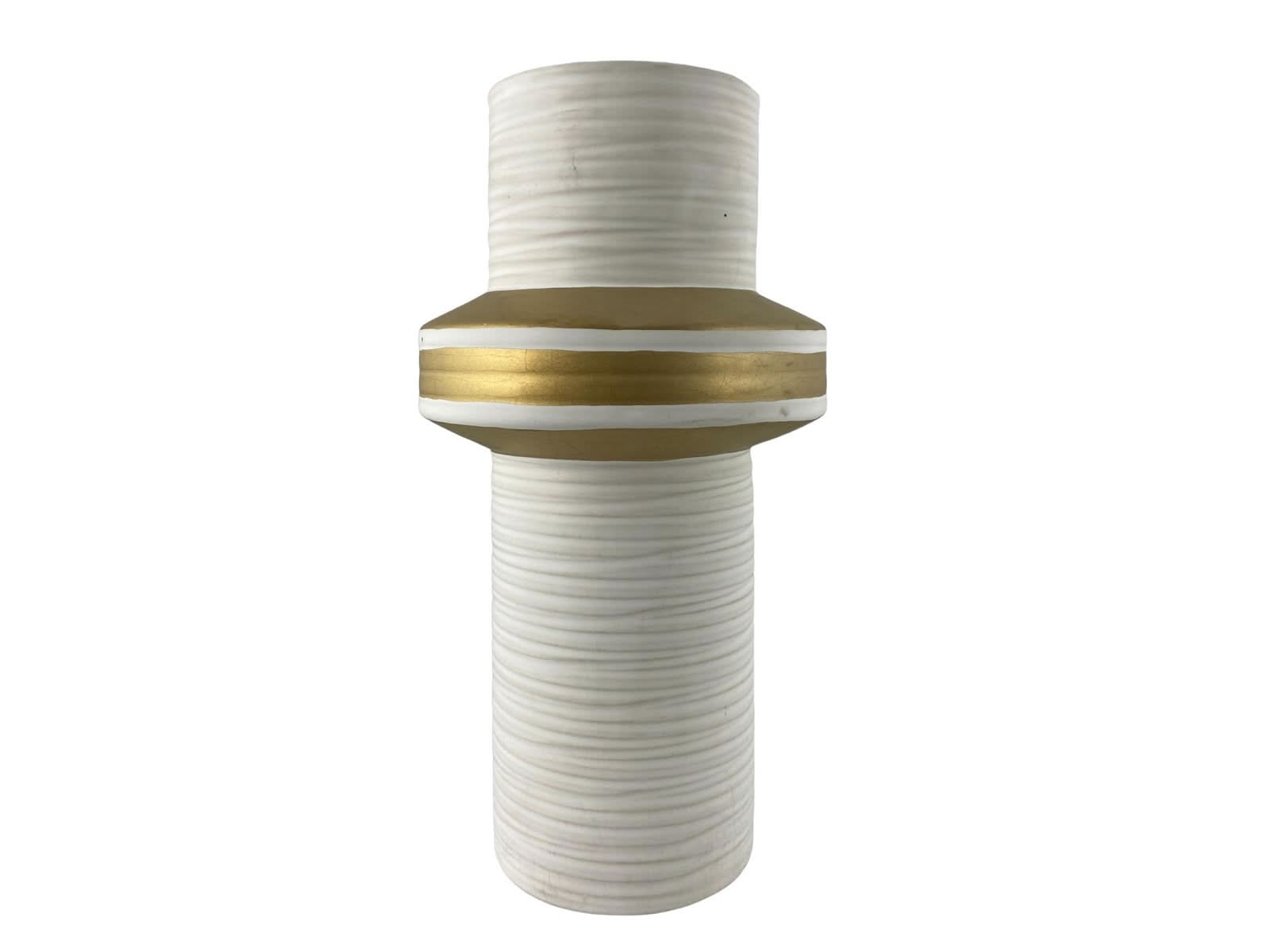 Florero Ceramica Blanco Con Dorado