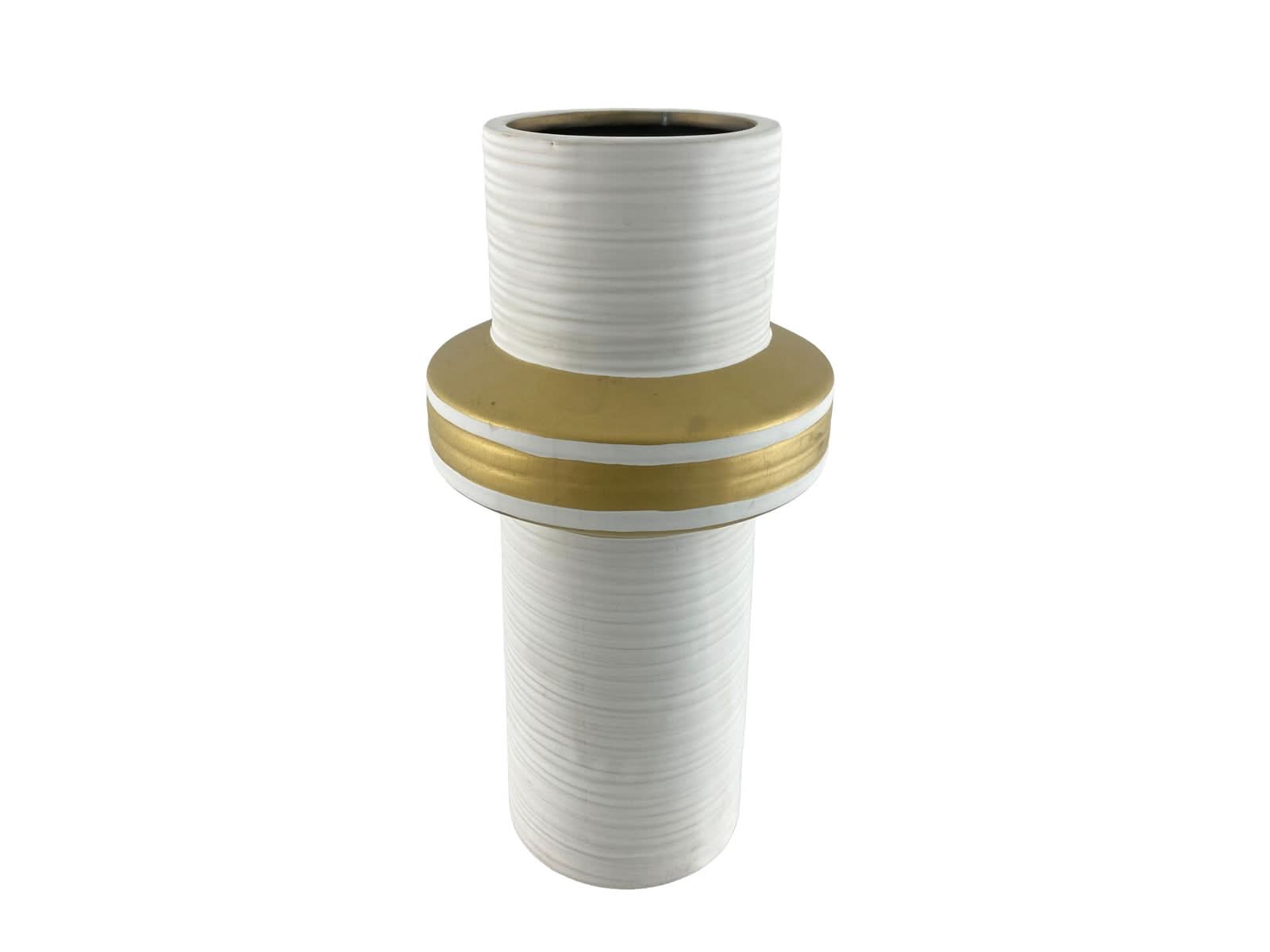 Florero Ceramica Blanco Dorado