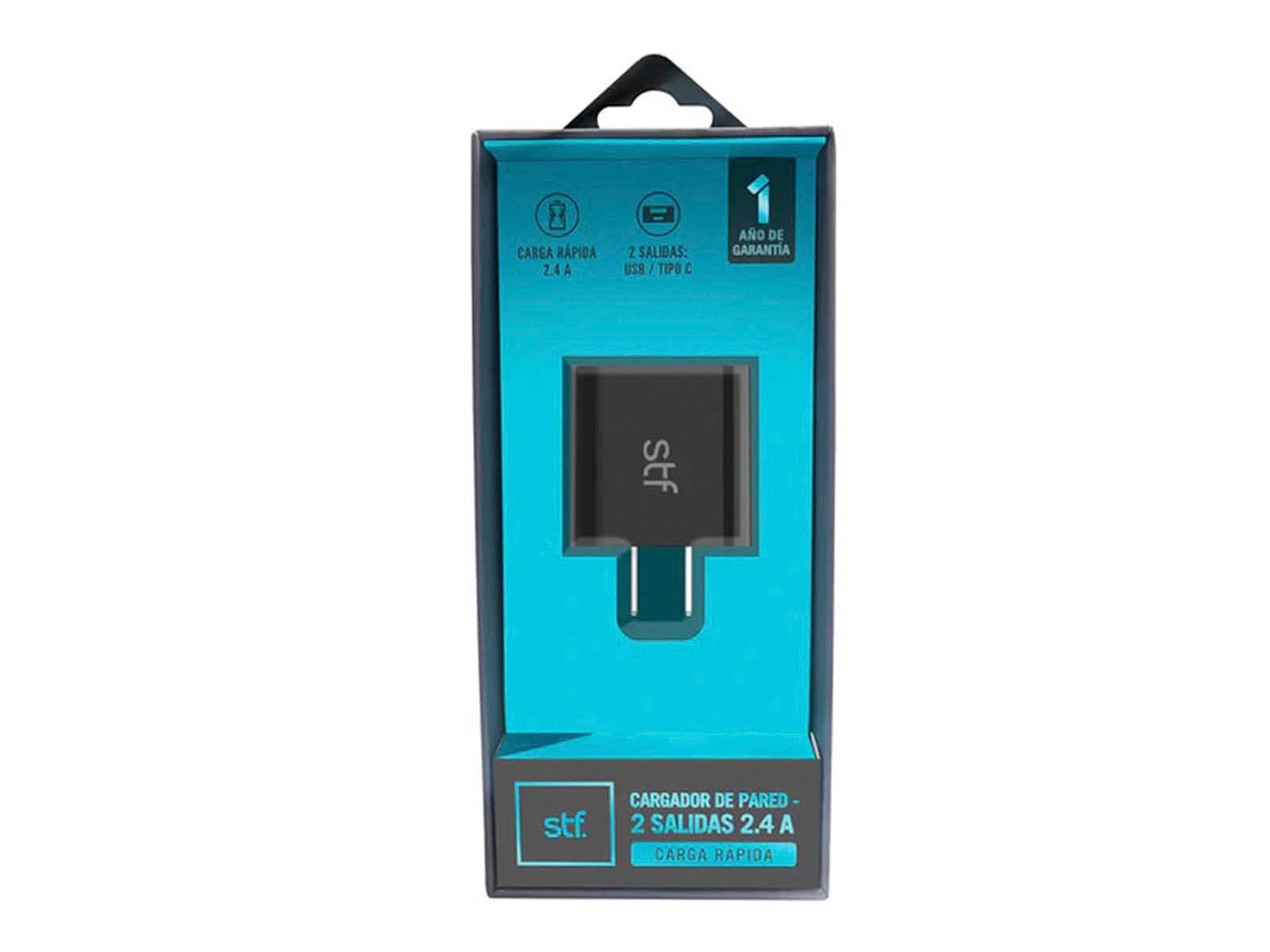 Cargador de Pared 2 Salidas Carga Rapida STF