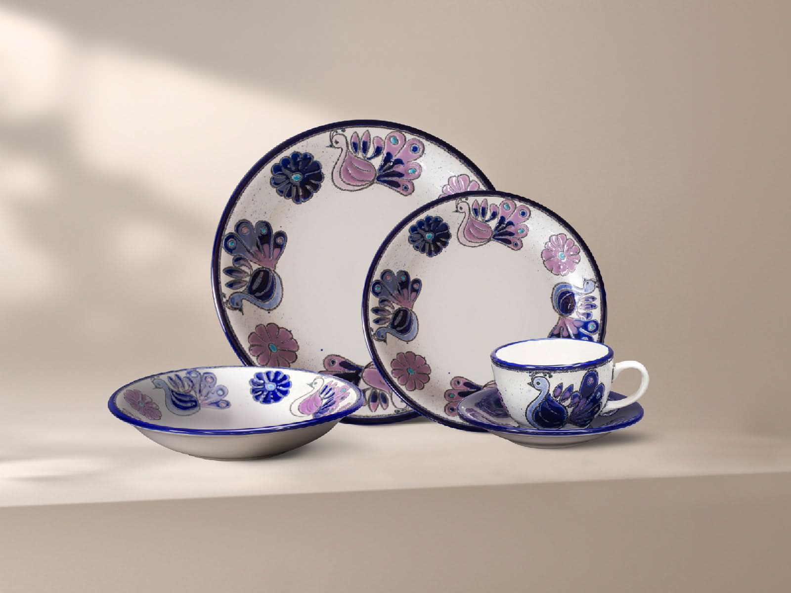 Vajilla Pajaro Azul 4 puestos Artesa