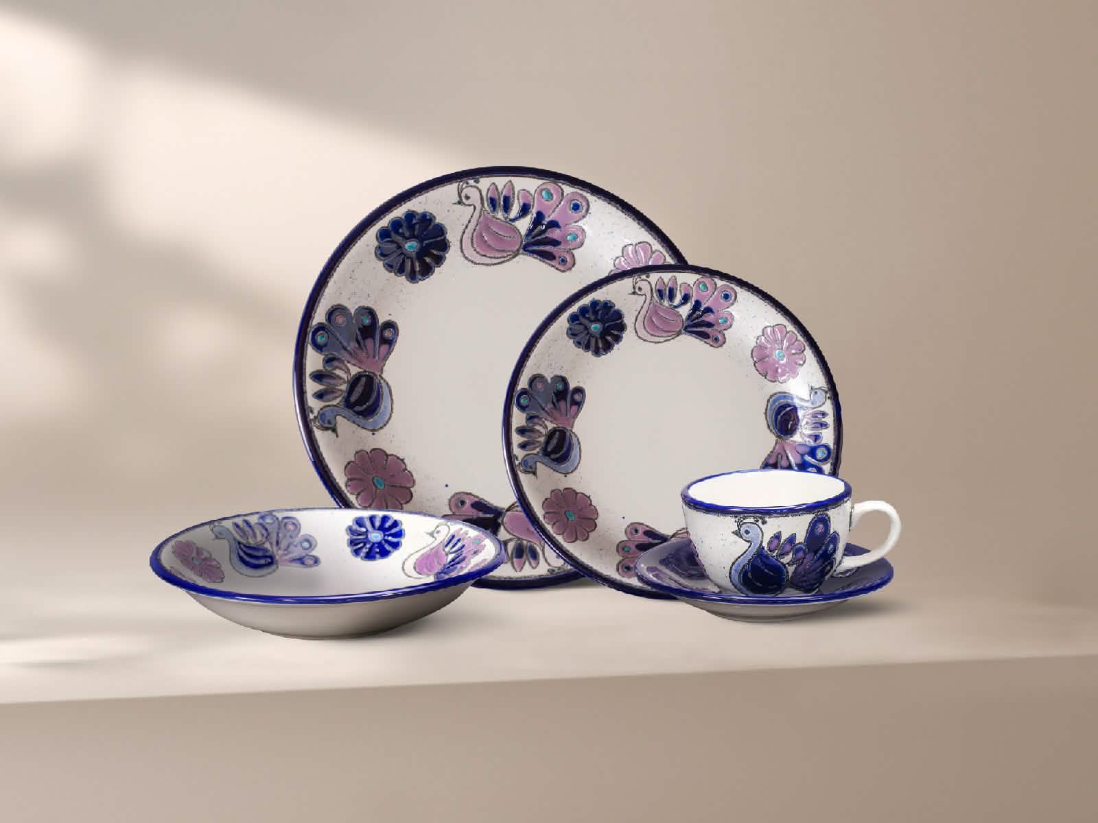 Vajilla Pajaro Azul 4 puestos Artesa