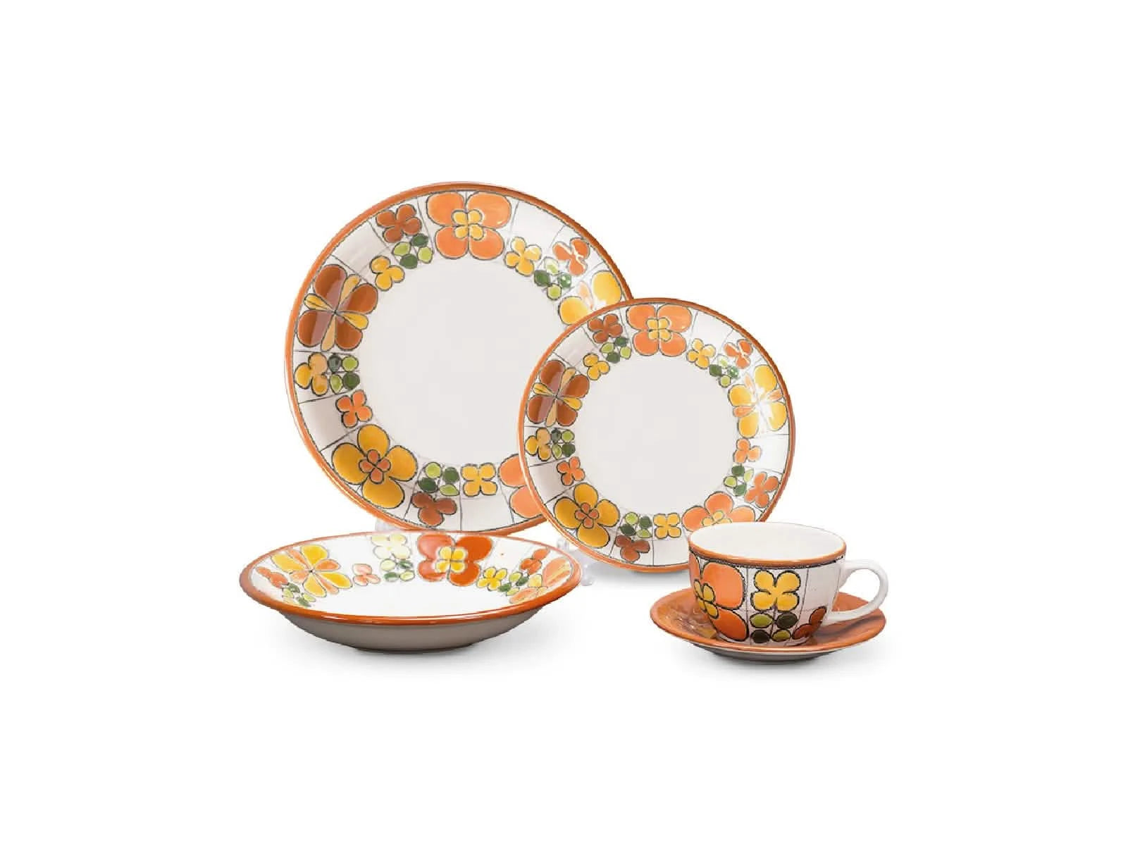 Vajilla Vega Flor Naranja 4 Puestos Artesa
