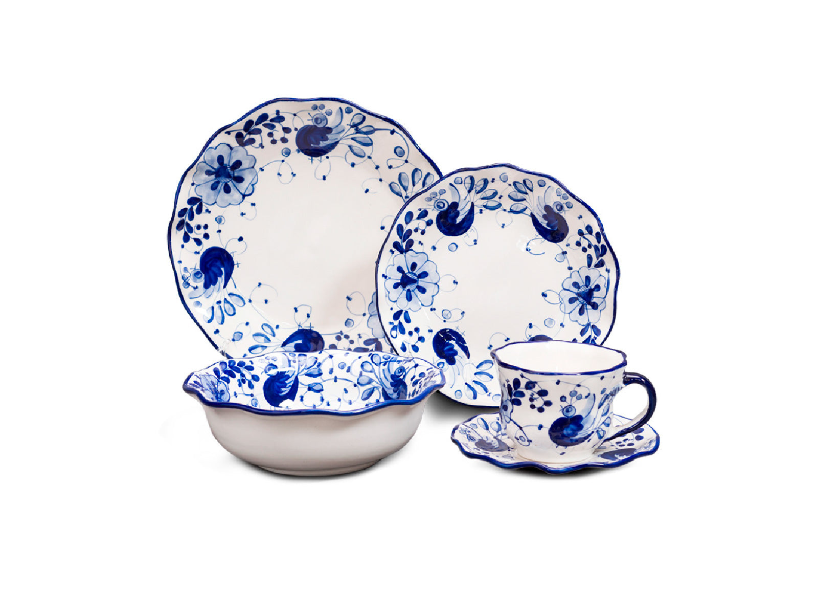 Vajilla Pajaro Azul MT 4 Puestos Artesa