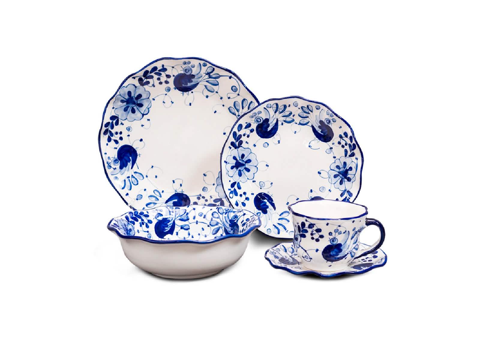 Vajilla Pajaro Azul MT 4 Puestos Artesa