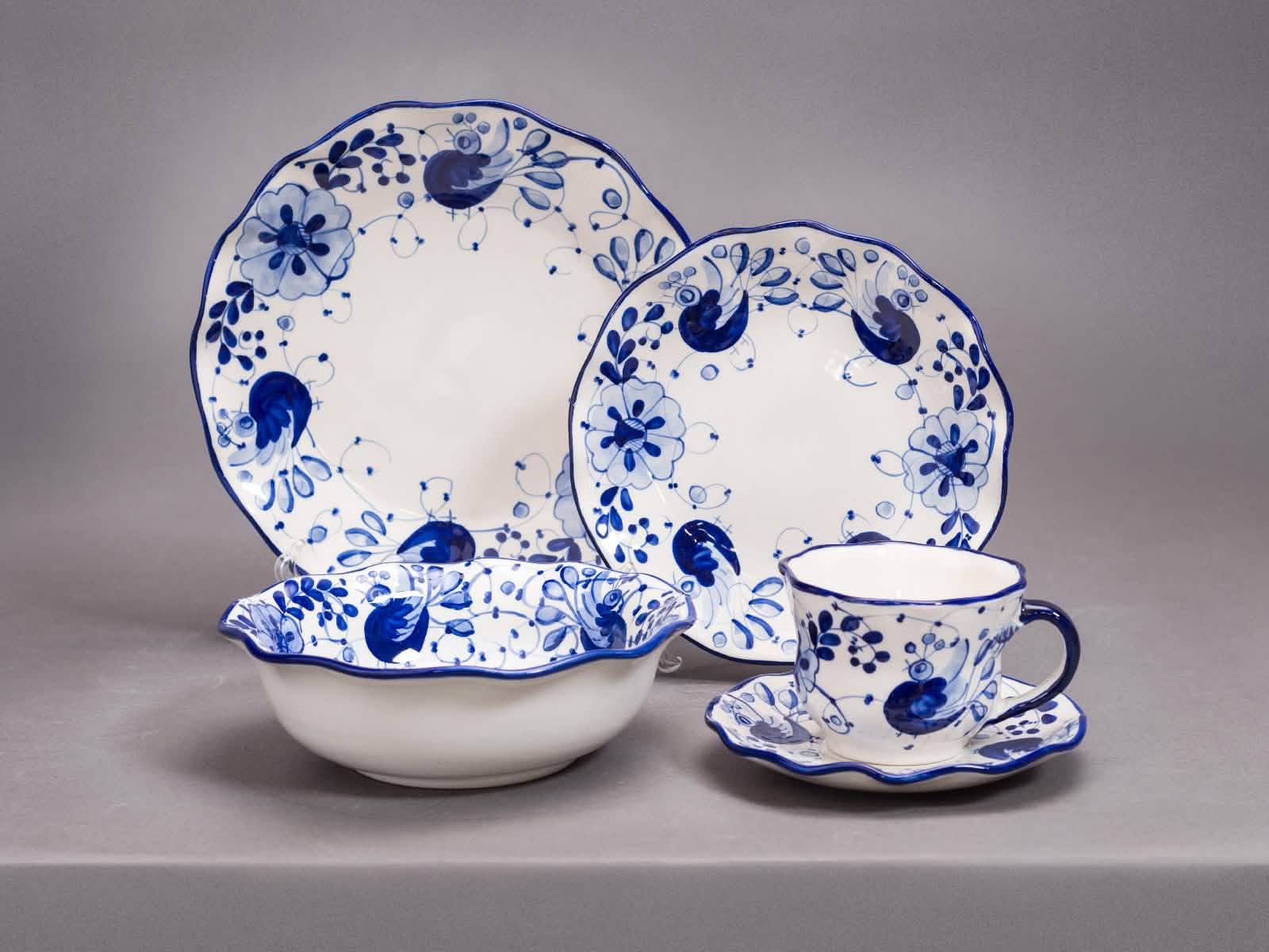 Vajilla Pajaro Azul MT 4 Puestos Artesa