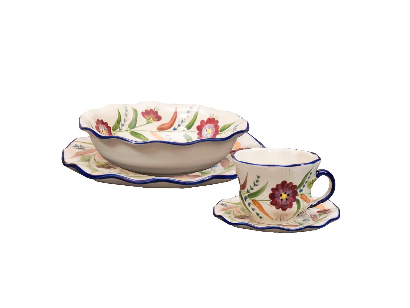 Vajilla Claveles 4 Puestos Artesa