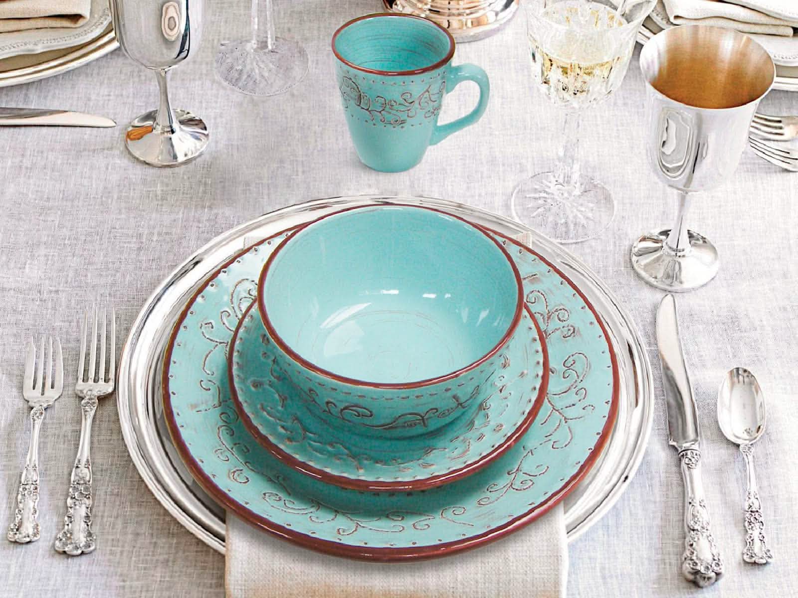 Vajilla Marrakesh Menta 4 Puestos Artesa
