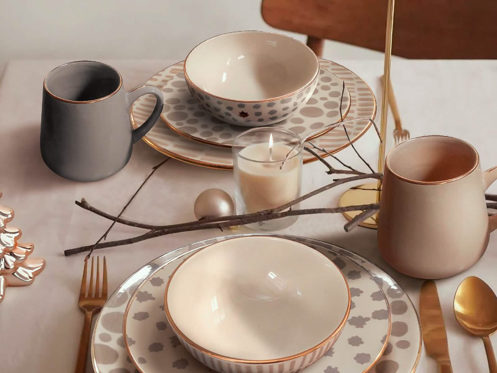 Vajilla Mix Match Polka 4 Puestos Artesa