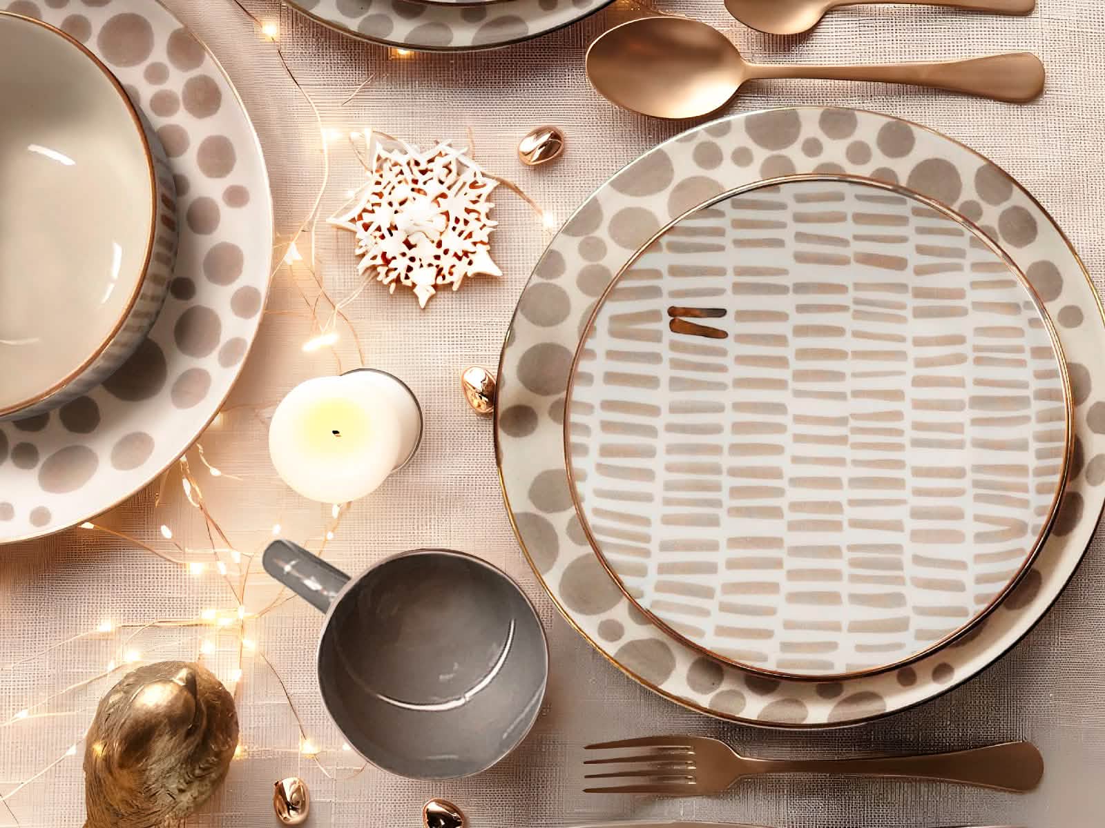 Vajilla Mix Match Polka 4 Puestos Artesa