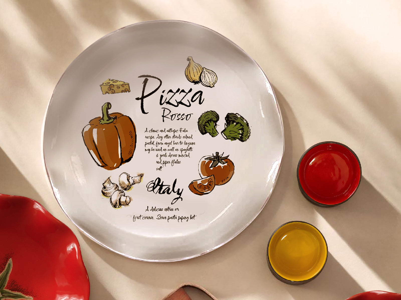 Vajilla Pizza Rosso 8 Puestos Artesa