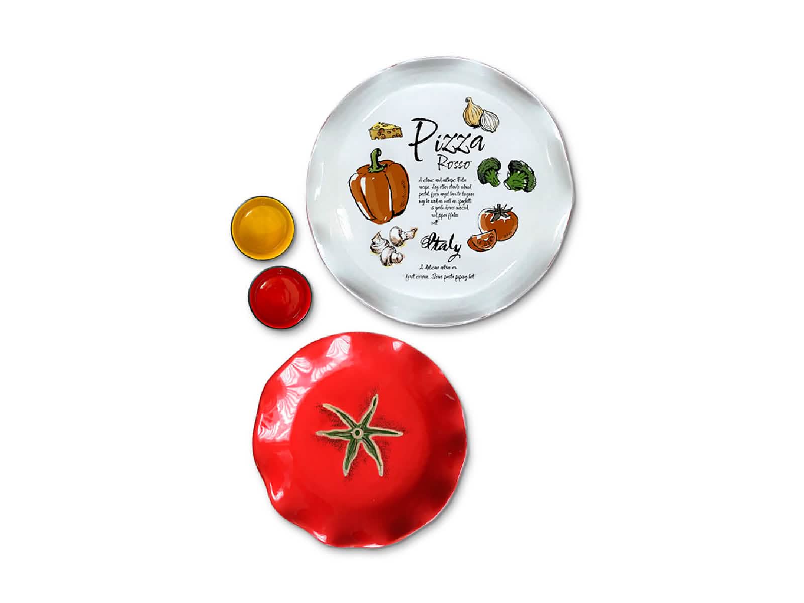 Vajilla Pizza Rosso 8 Puestos Artesa