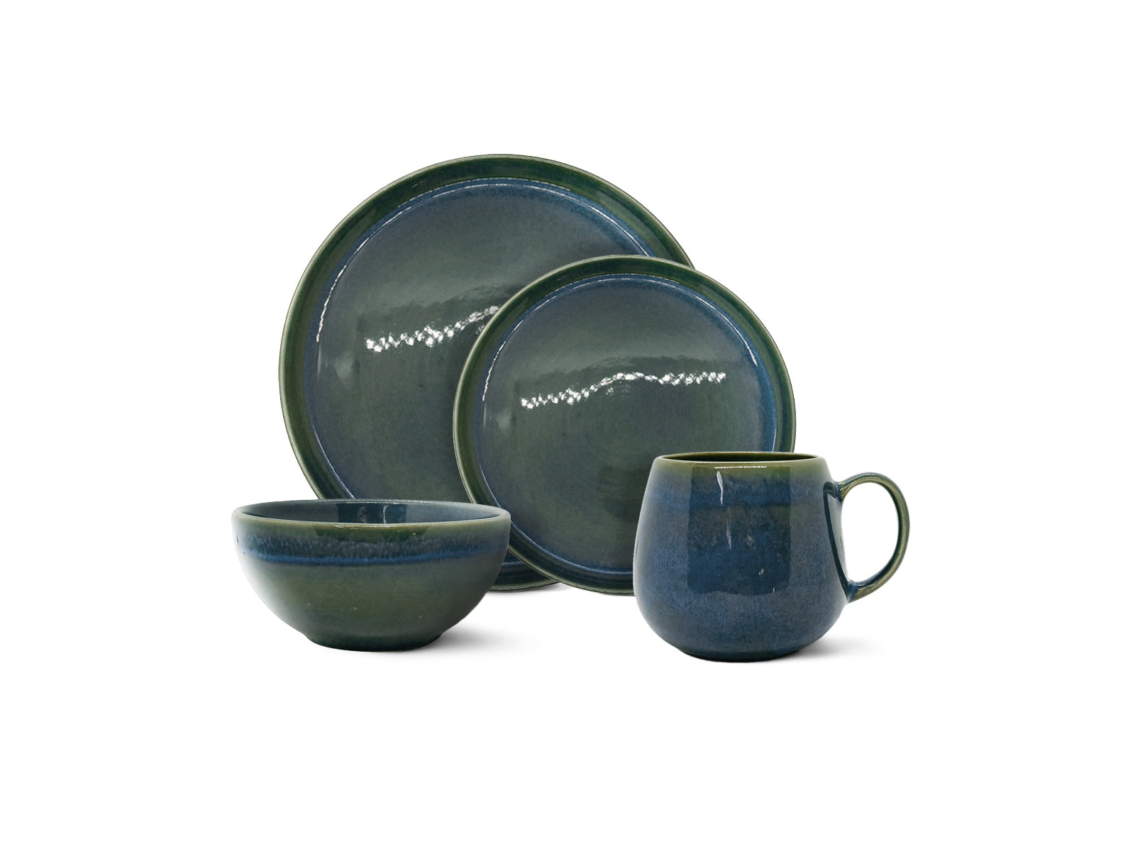 Vajilla Blue Opal 4 Puestos Artesa