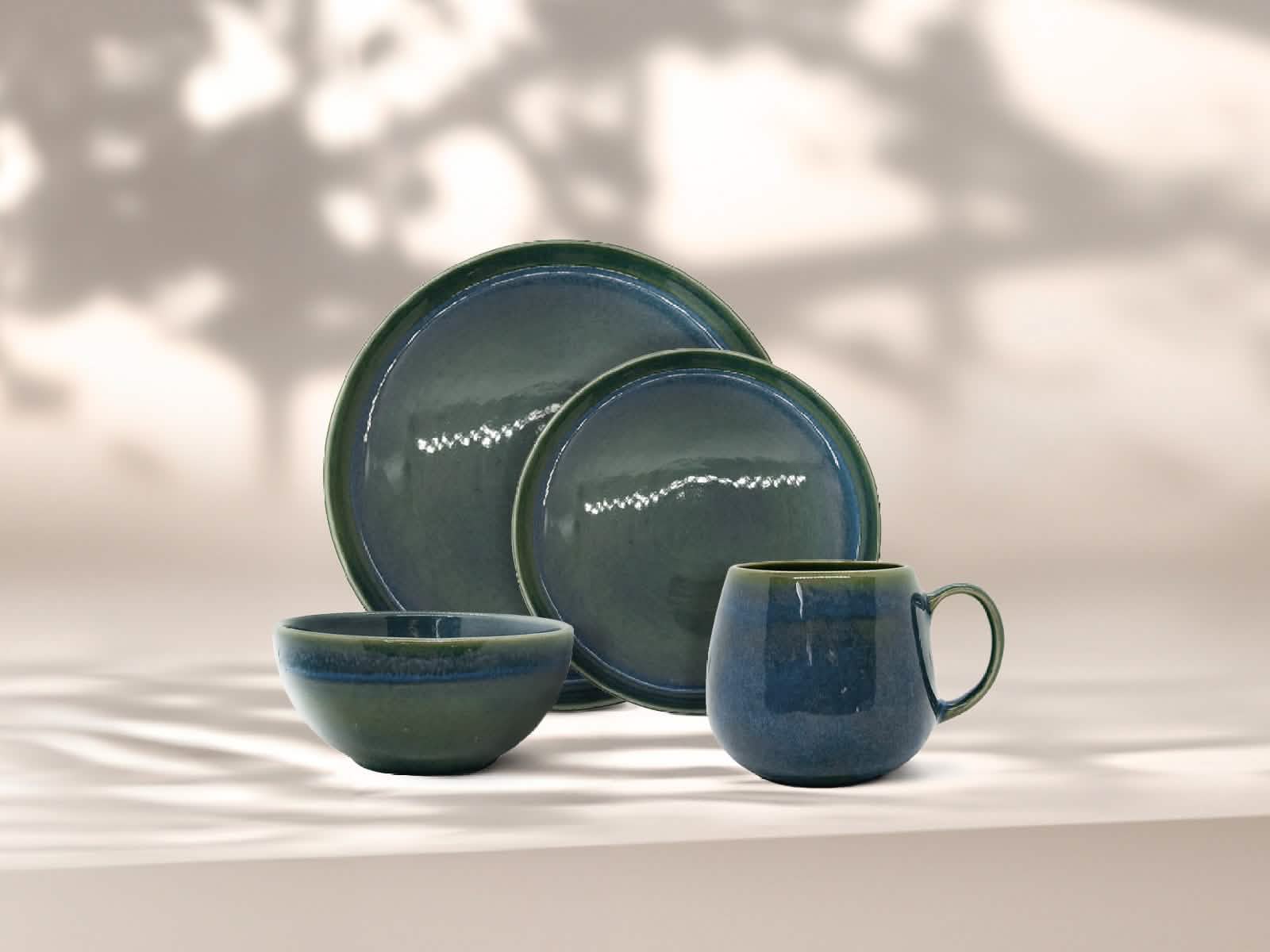 Vajilla Blue Opal 4 Puestos Artesa