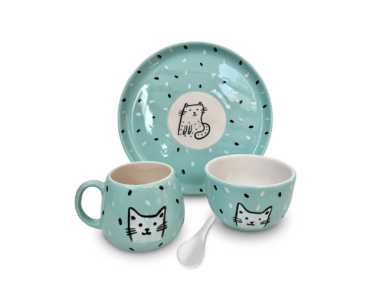 Set Gato Kitty Menta 3 Piezas Artesa