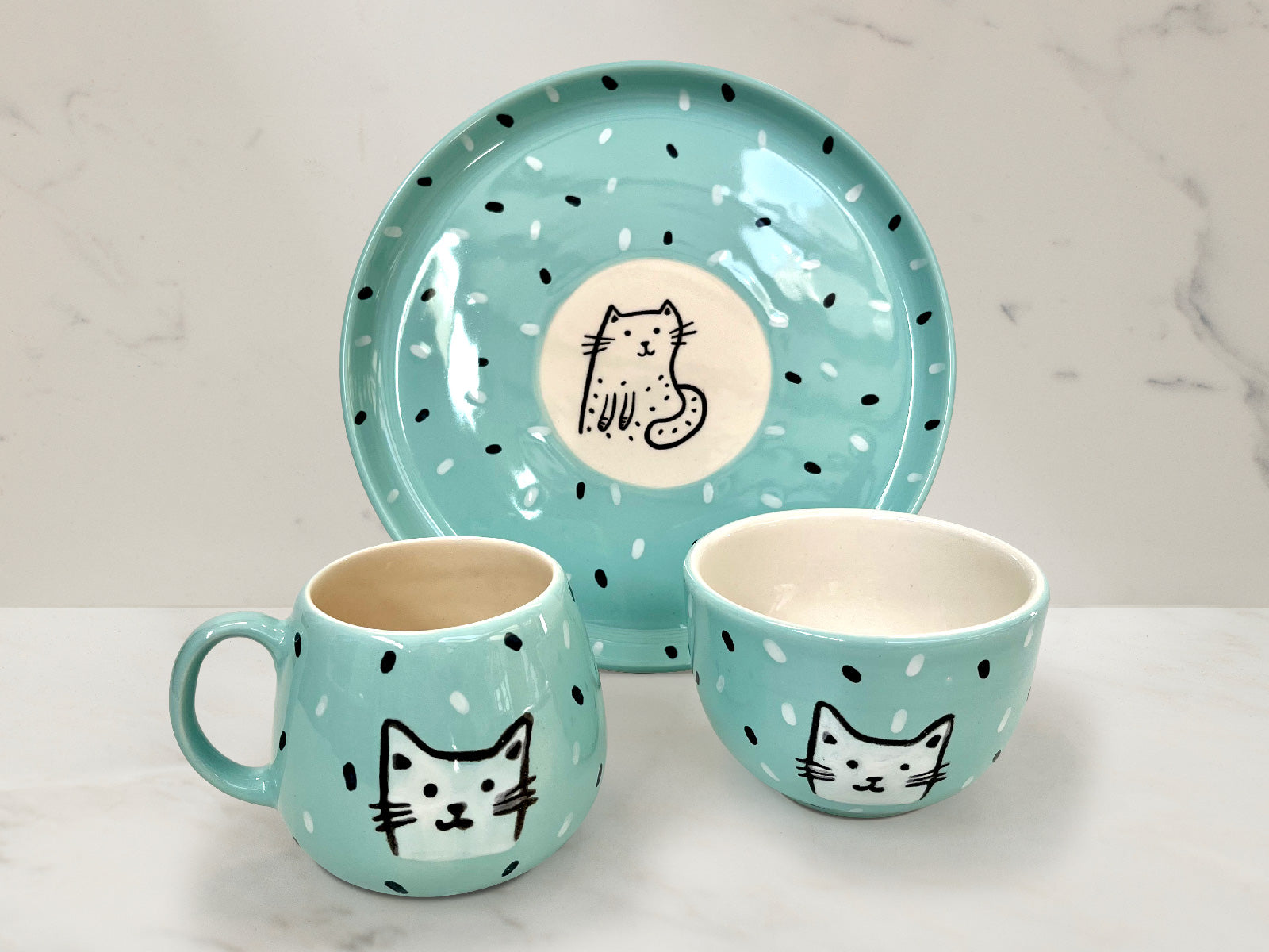 Set Gato Kitty Menta 3 Piezas Artesa
