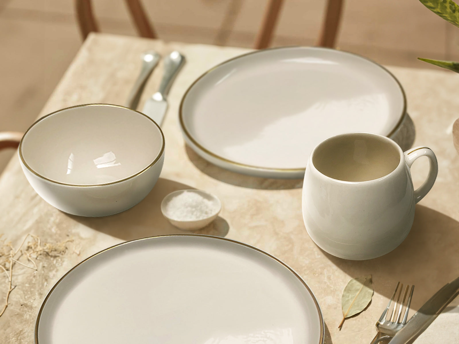 Vajilla Amalfi Blanco 4 Puestos Artesa