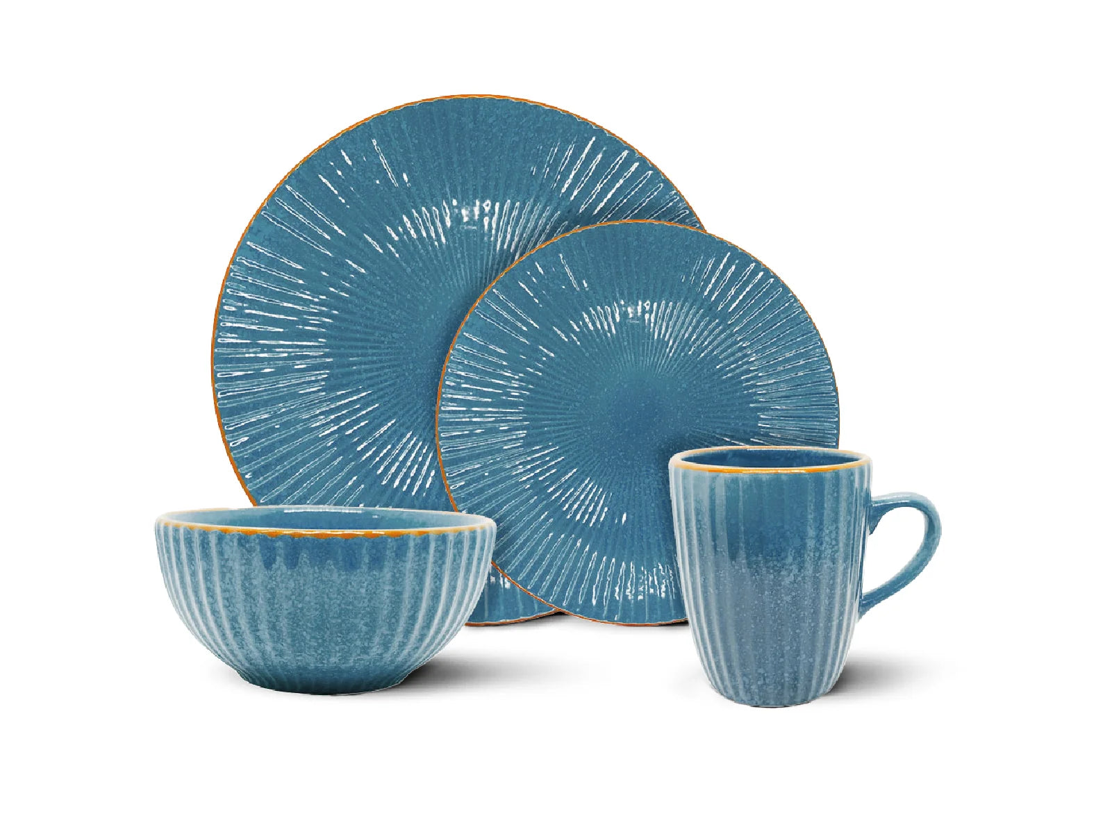 Vajilla Shell Turquesa 4 Puestos Artesa