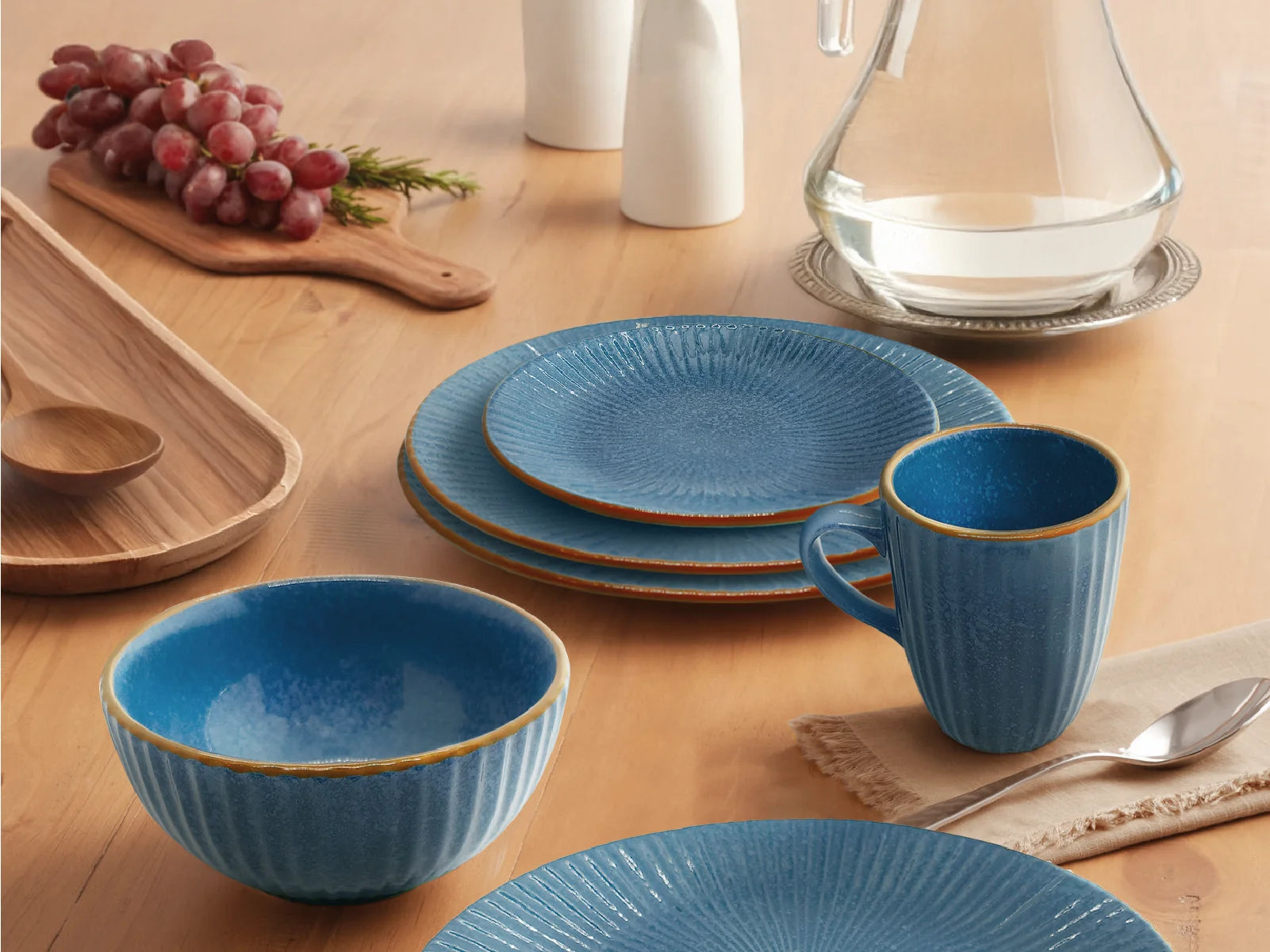 Vajilla Shell Turquesa 4 Puestos Artesa