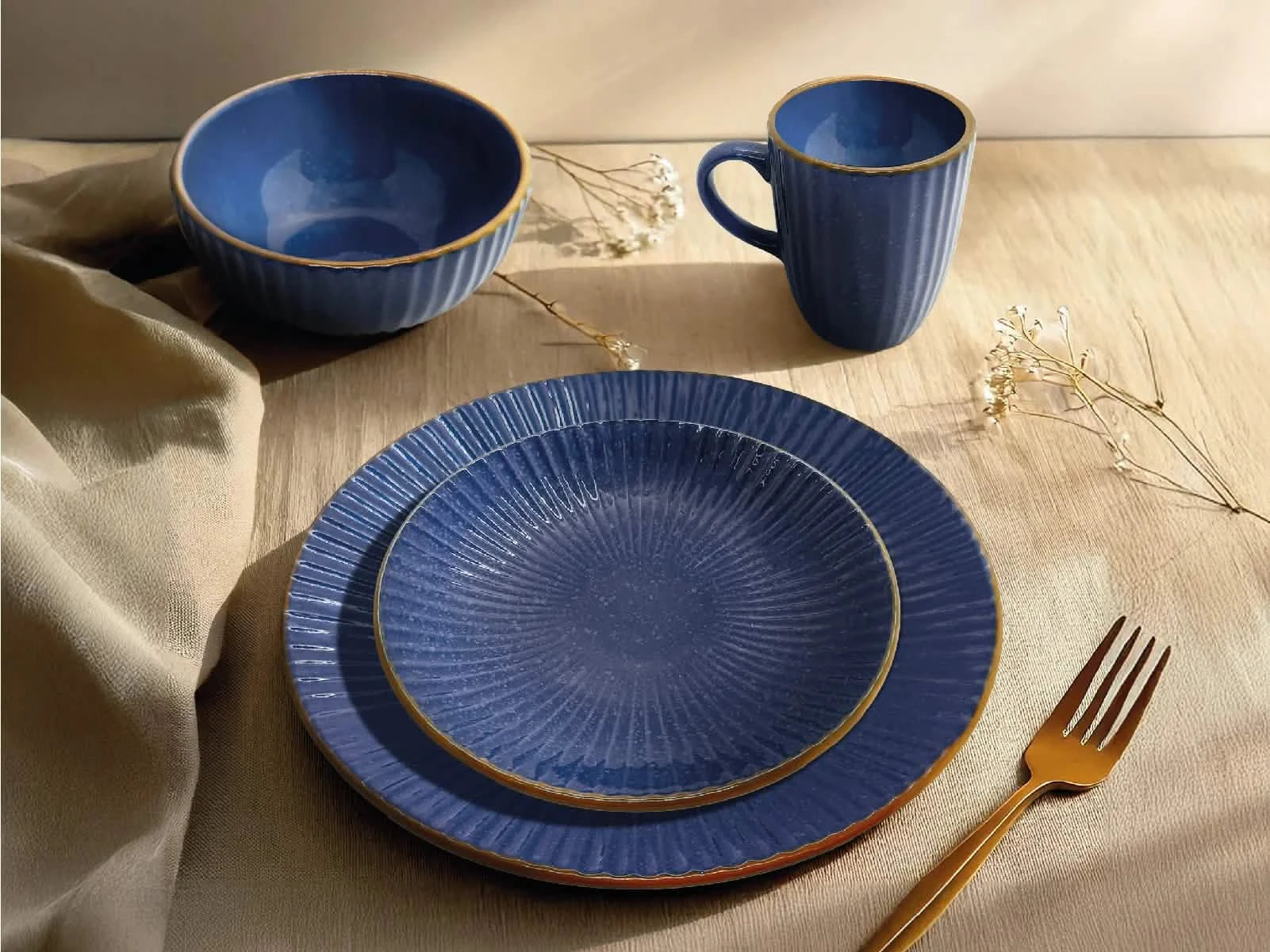 Vajilla Shell Indigo 4 Puestos Artesa