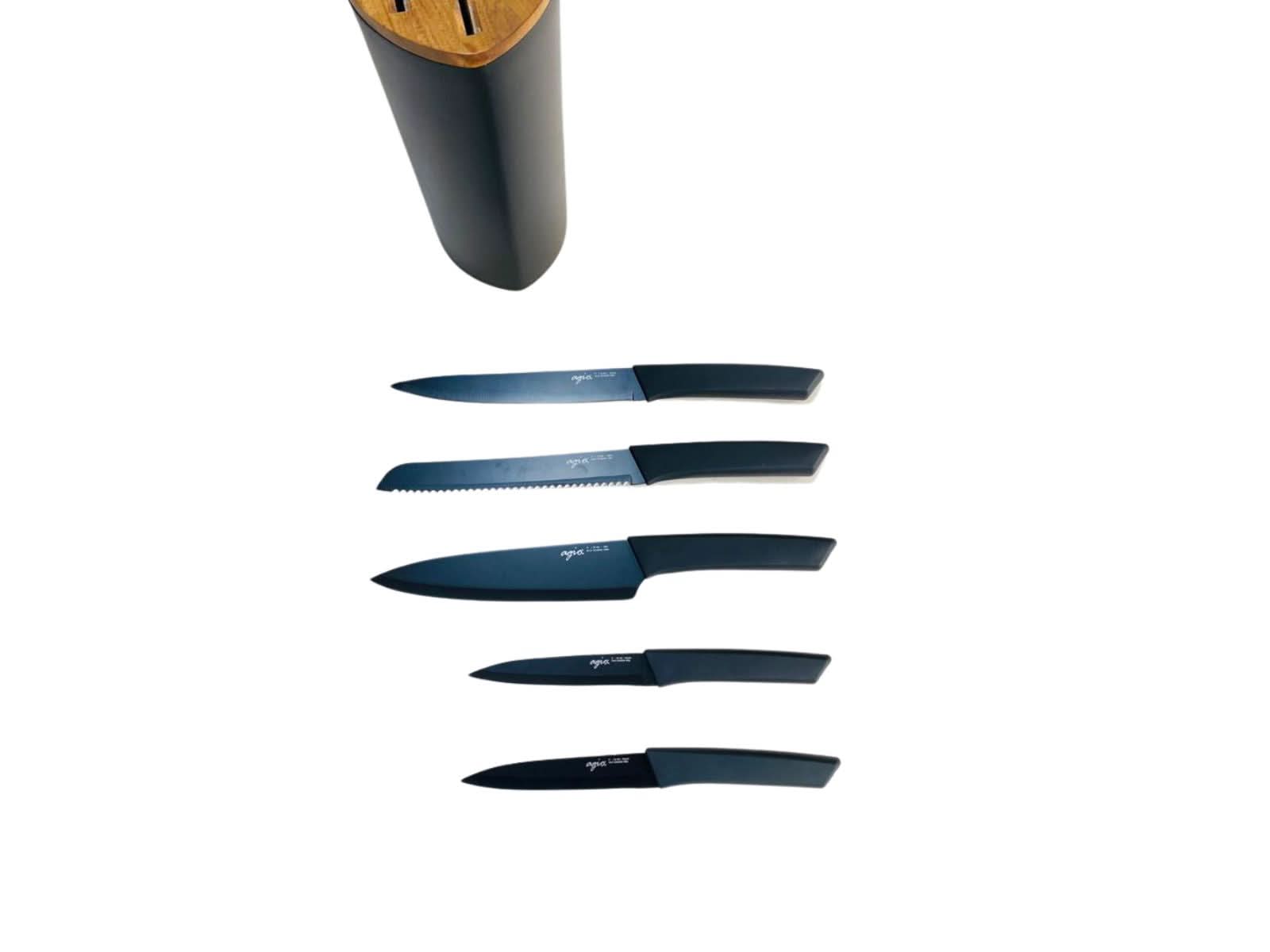 Set x5 Cuchillos Y Soporte Agio