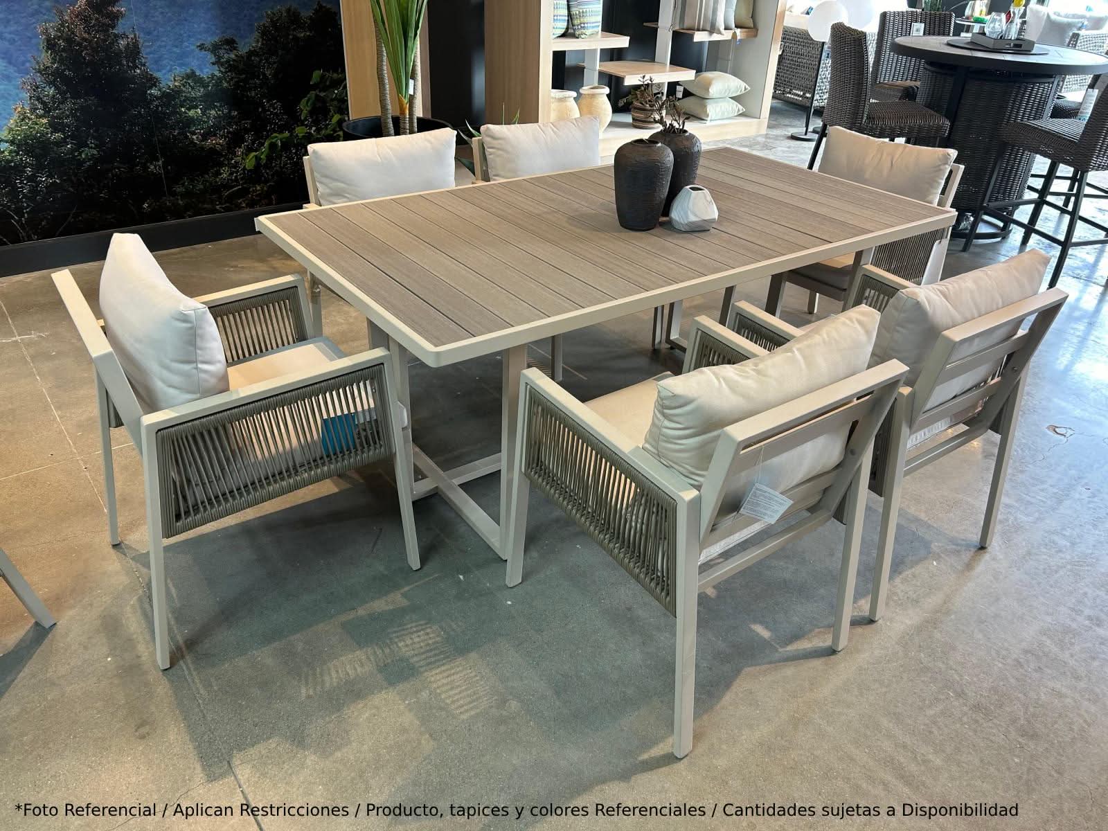 Mesa Comedor Outdoor Alin Rectangular + 6 Sillas