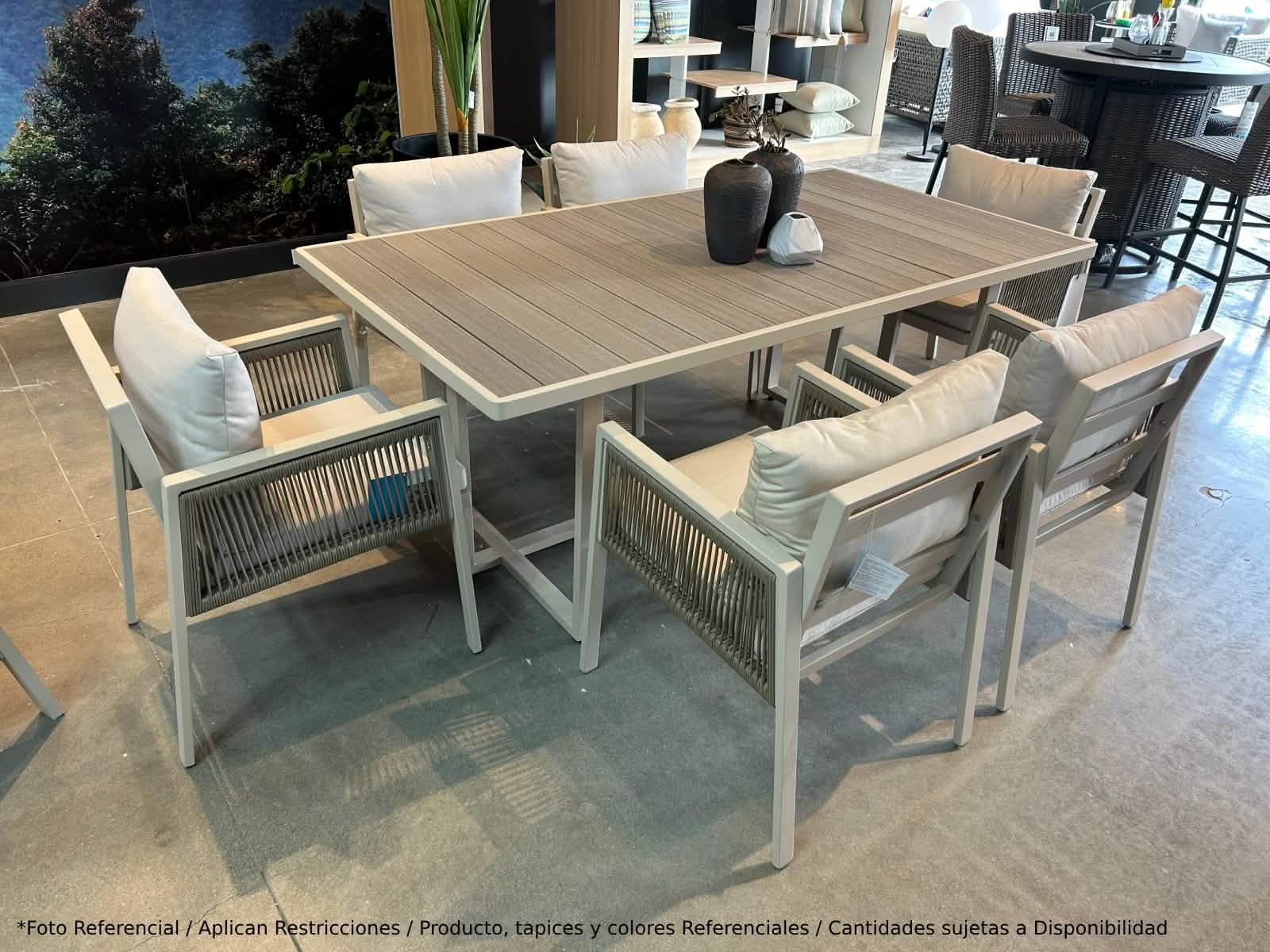 Mesa Comedor Outdoor Alin Rectangular + 6 Sillas