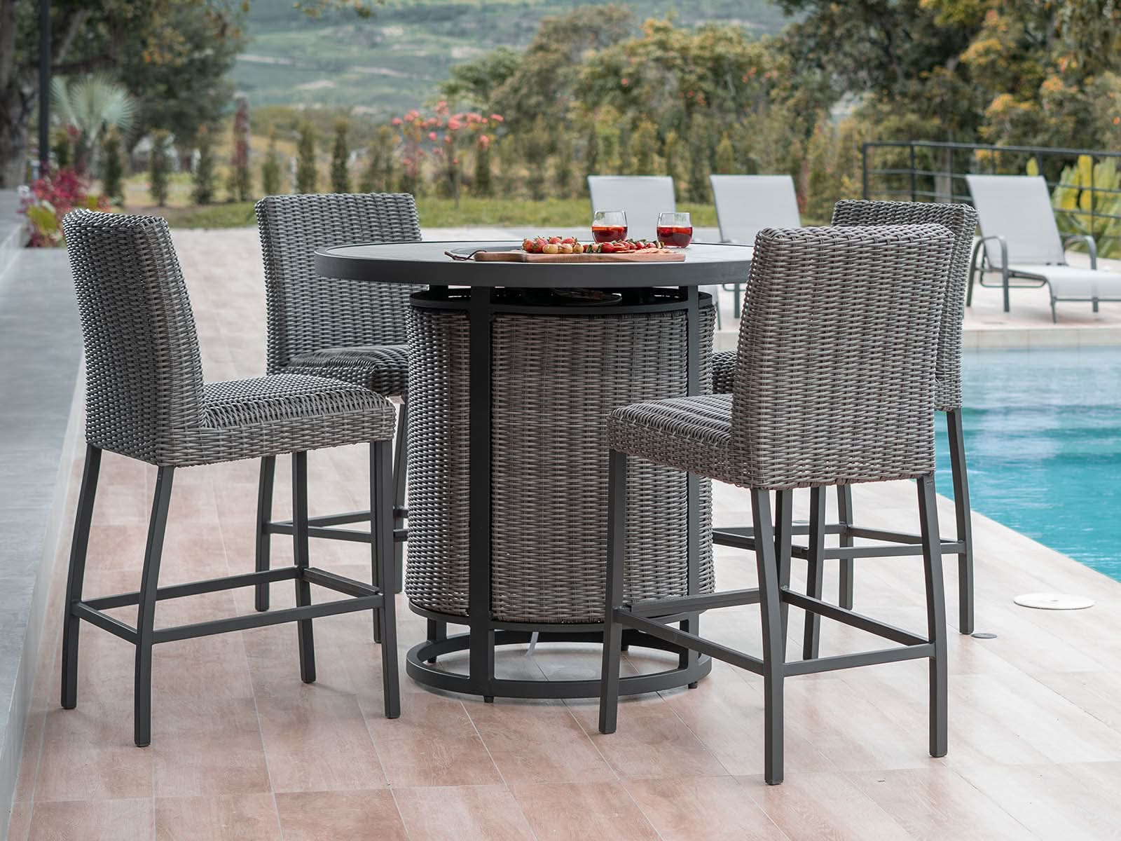 Bar Havana Outdoor Chocolate + 4 Taburetes